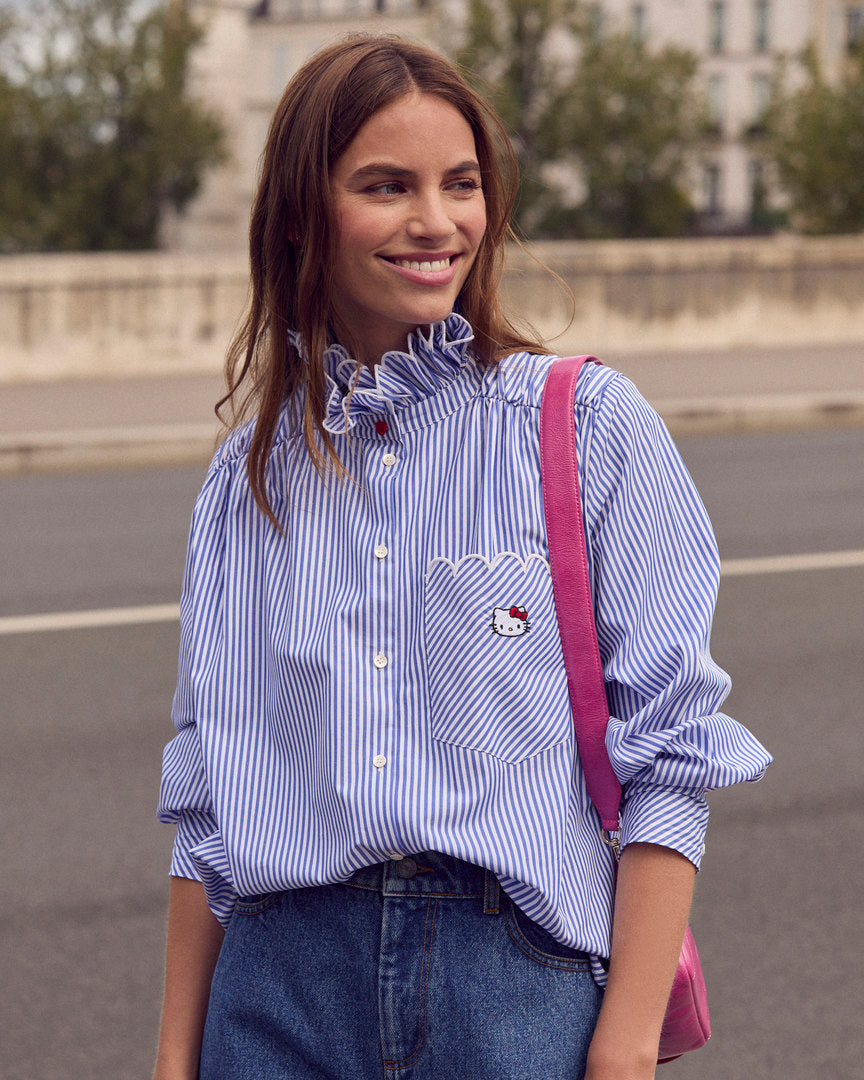 Hello Kitty blue and white striped Léonor shirt - Balzac Paris