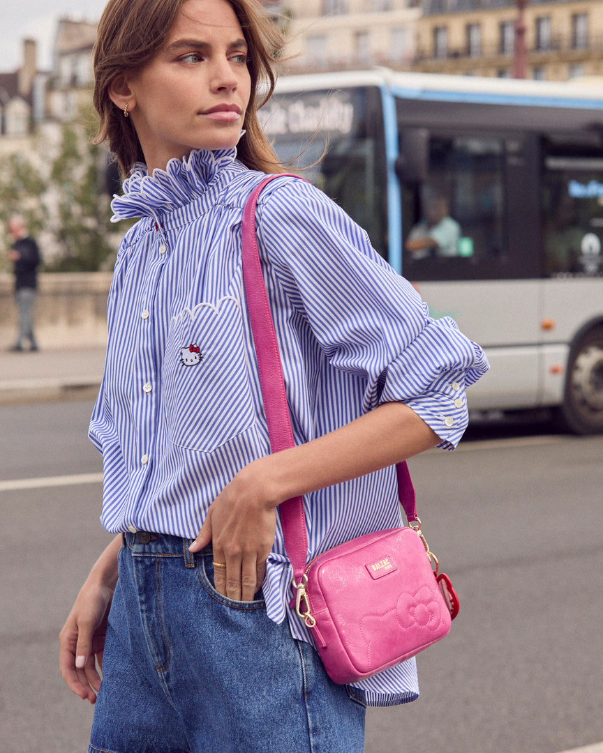 Bag Césarée Hello Kitty patent crinkled pink