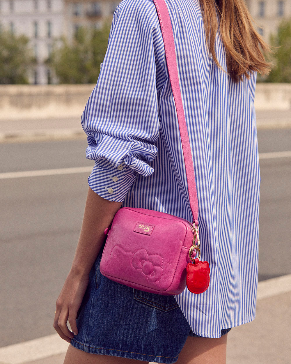 Bag Césarée Hello Kitty patent crinkled pink