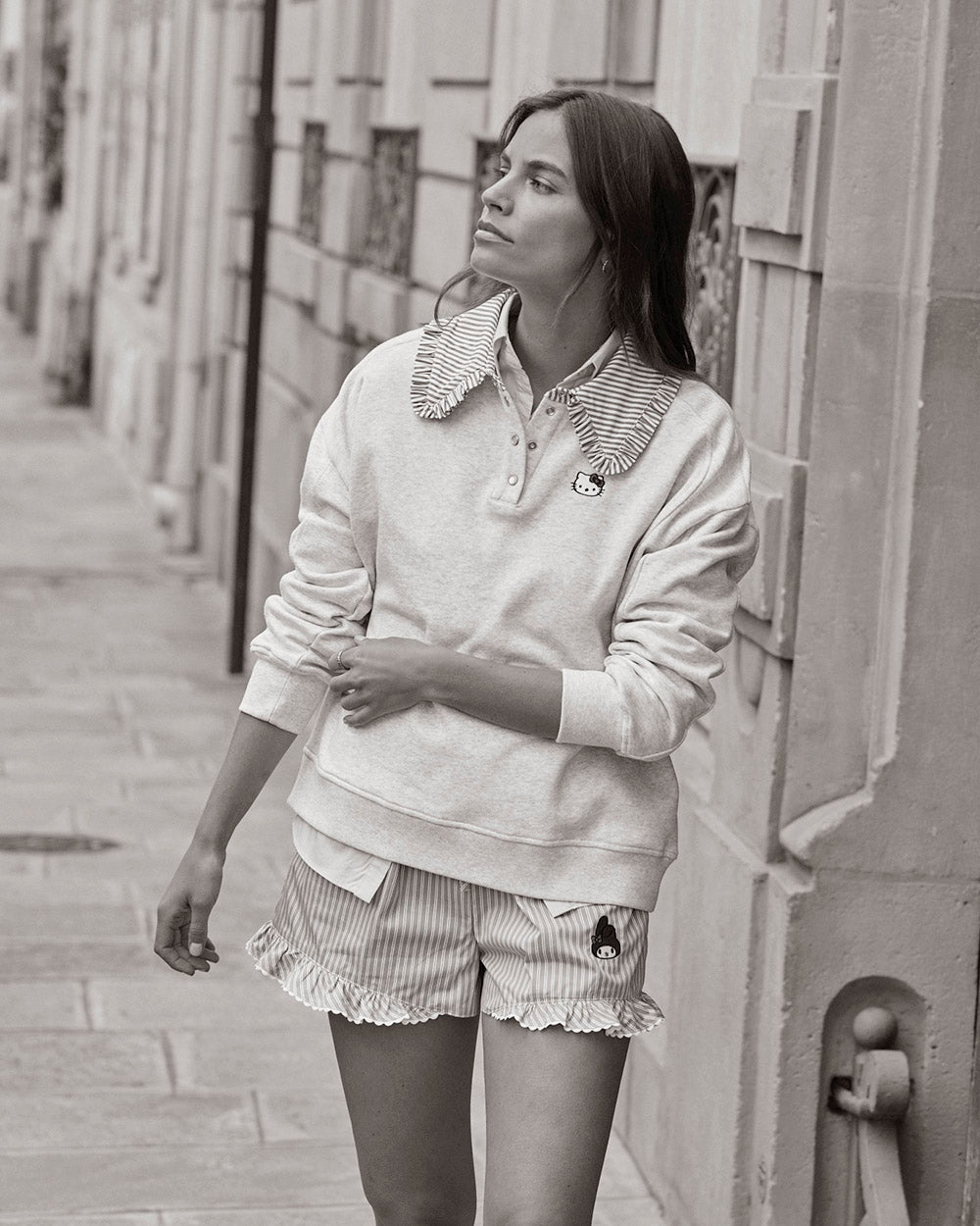 Shorts Velouté stripes blue and white My Melody