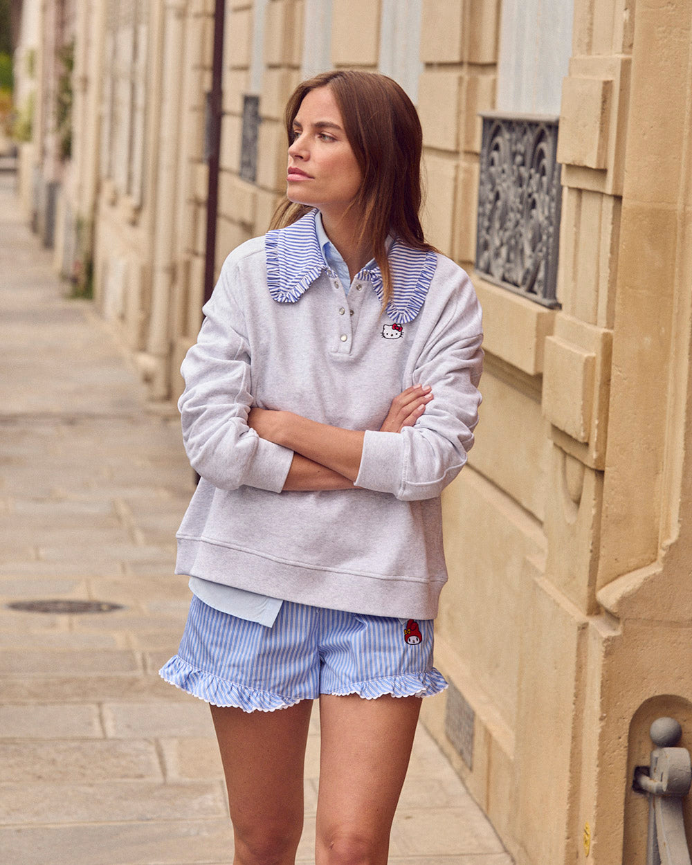 Shorts Velouté stripes blue and white My Melody