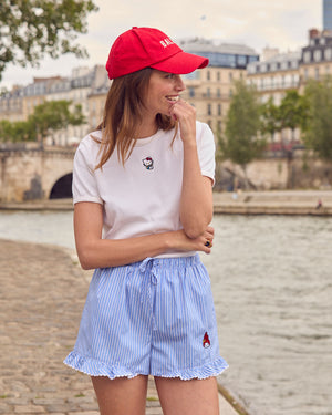 Short Velouté rayures bleu et blanc My Melody