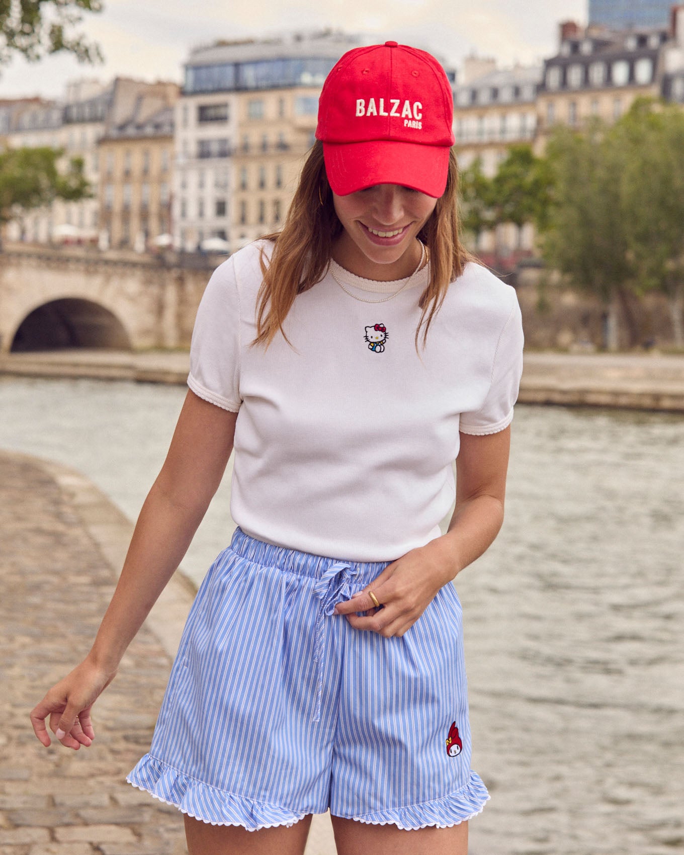 Shorts Velouté stripes blue and white My Melody