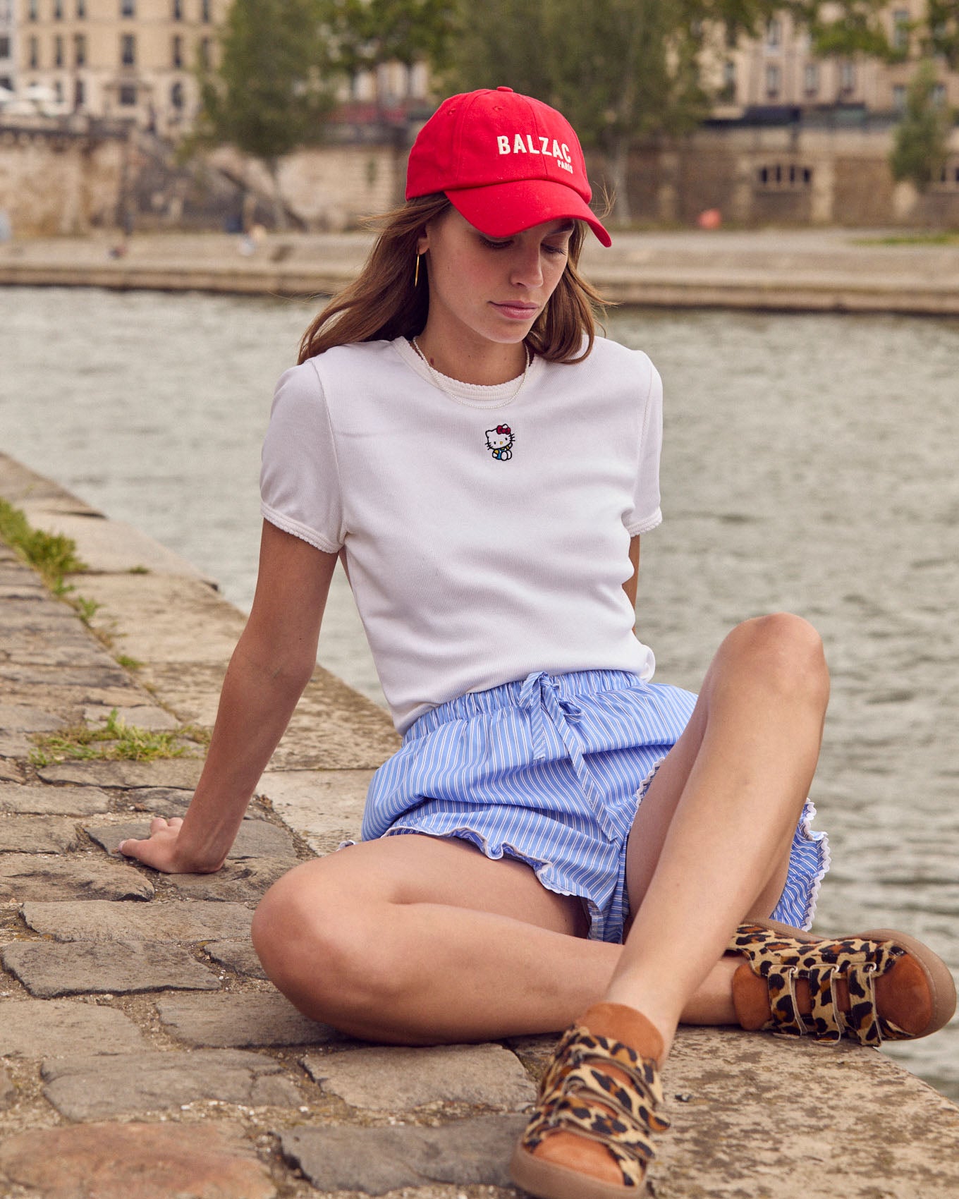 Shorts Velouté stripes blue and white My Melody