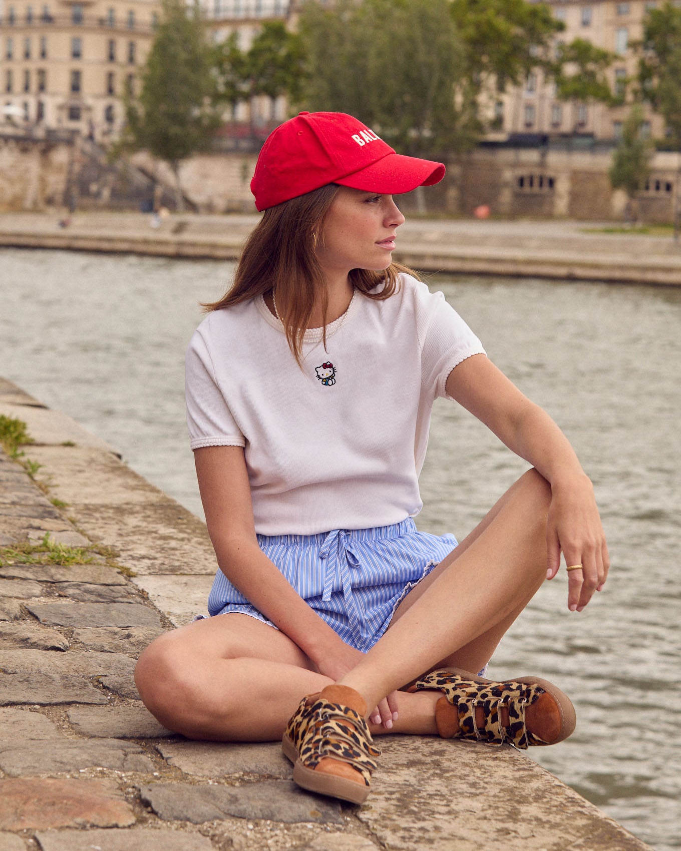 Shorts Velouté stripes blue and white My Melody