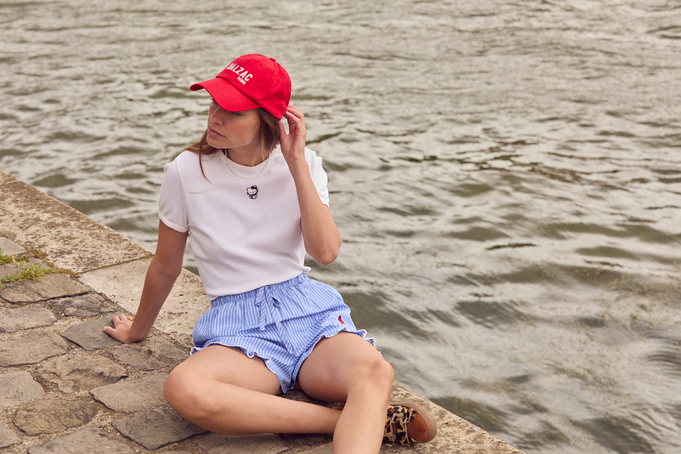 Shorts Velouté stripes blue and white My Melody