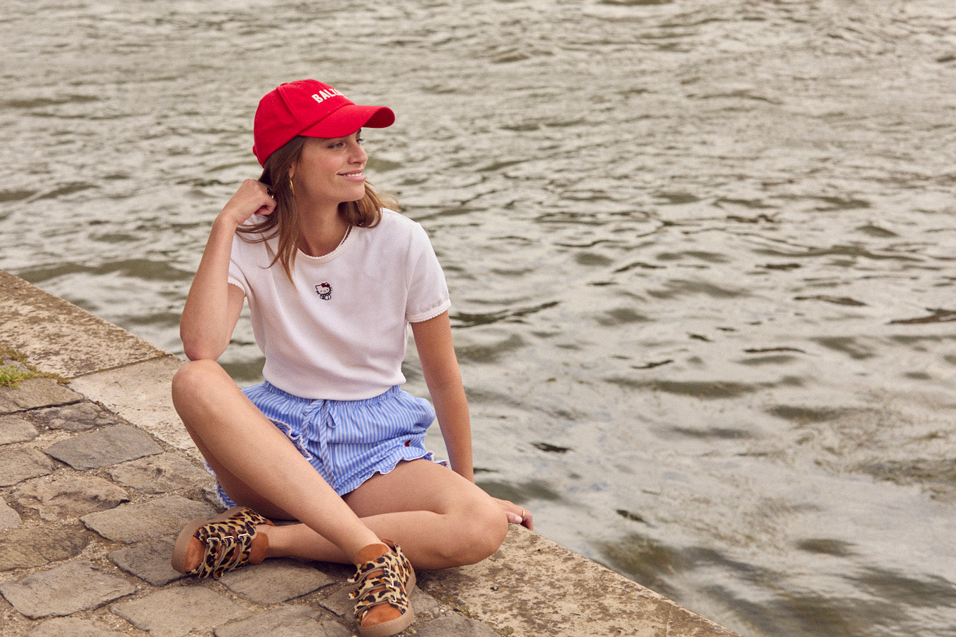 Shorts Velouté stripes blue and white My Melody