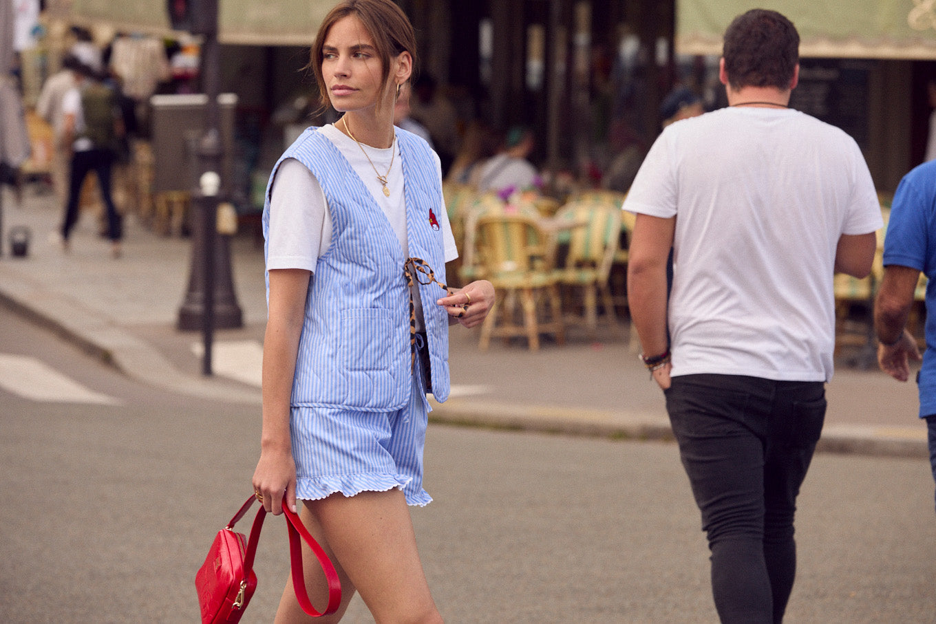 Shorts Velouté stripes blue and white My Melody