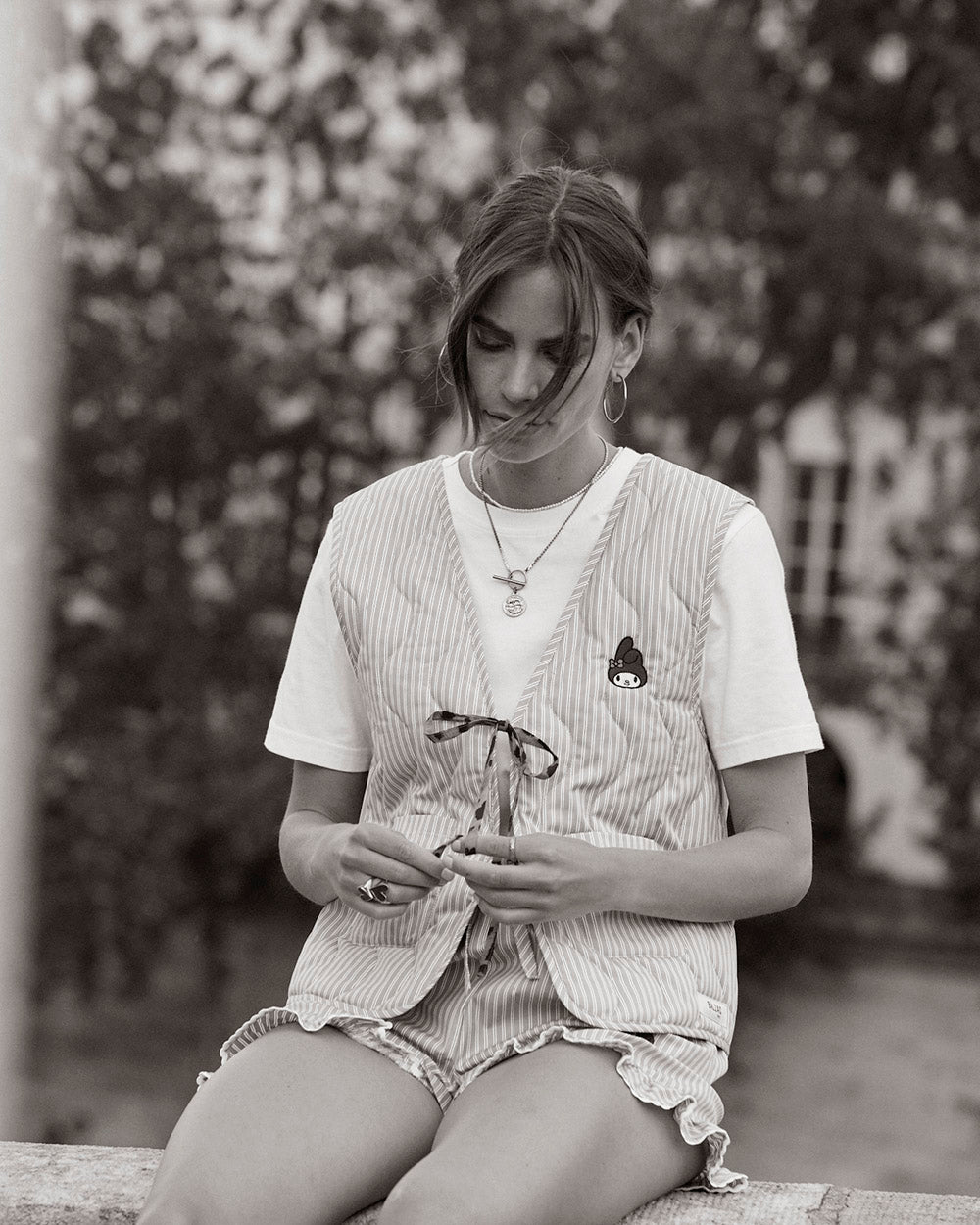 Shorts Velouté stripes blue and white My Melody