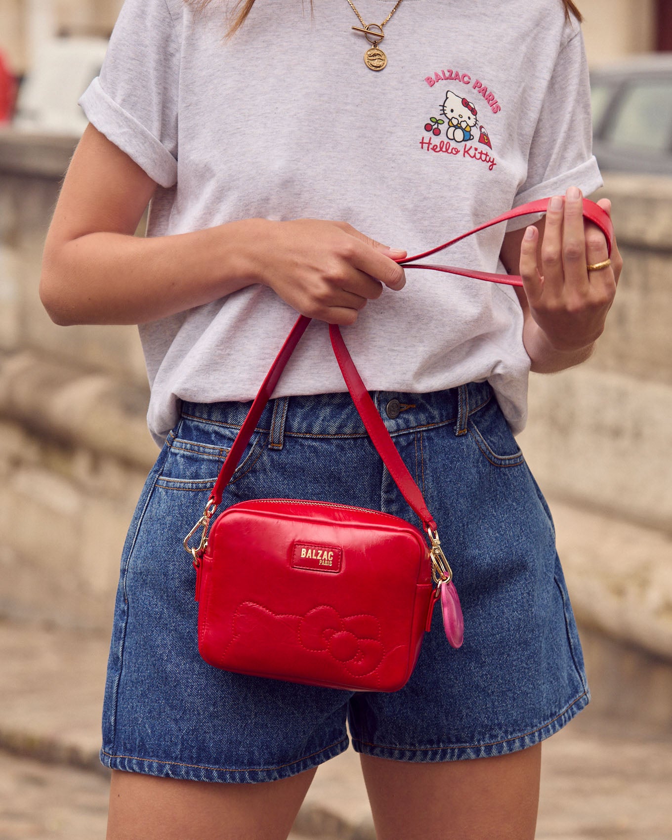 Bag Césarée Hello Kitty crinkled red