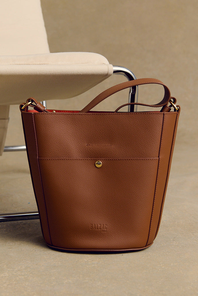 Bag Sofia grained cognac interior orange