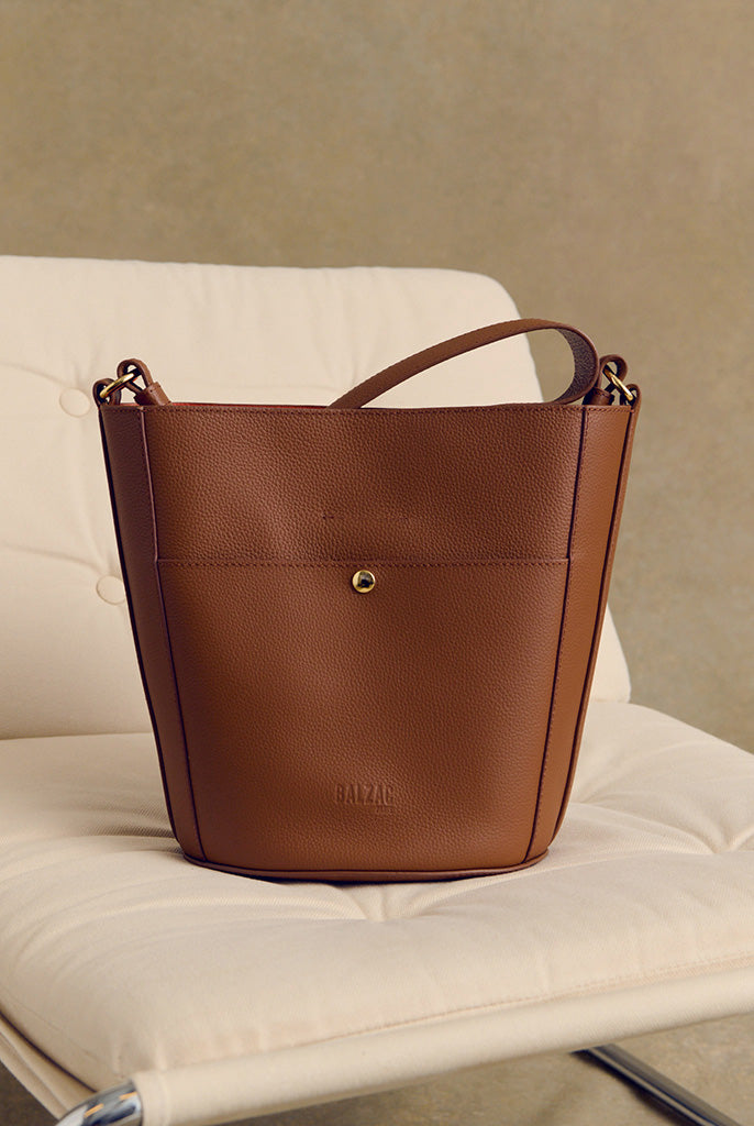 Bag Sofia grained cognac interior orange