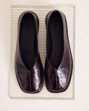 Ballerines Elise vernis froissé chocolat