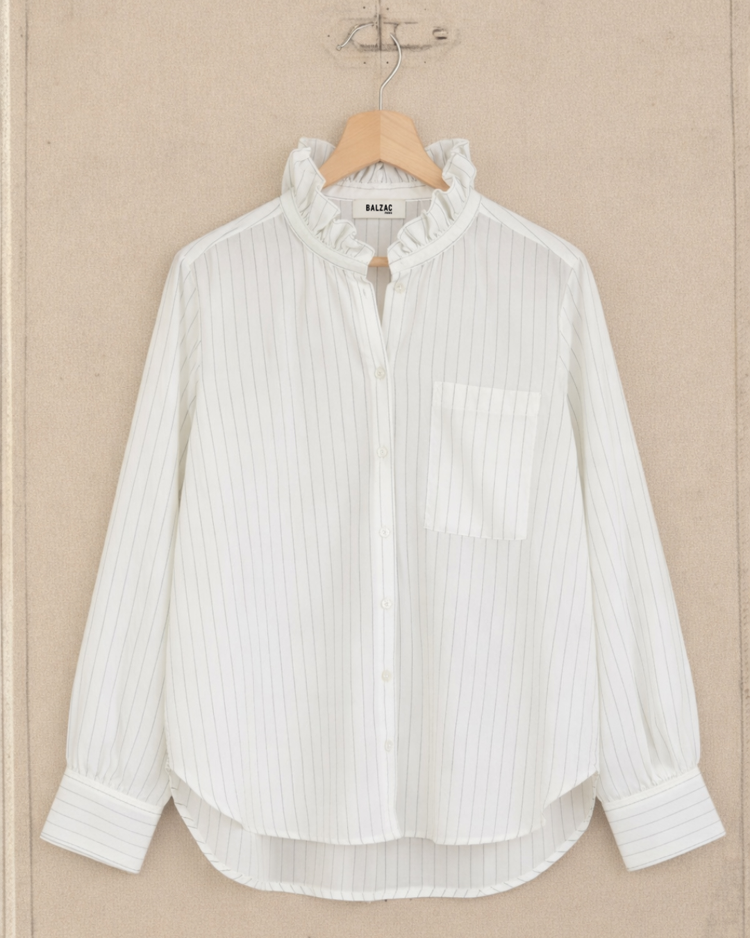 Leonor shirt with green and ecru stripes