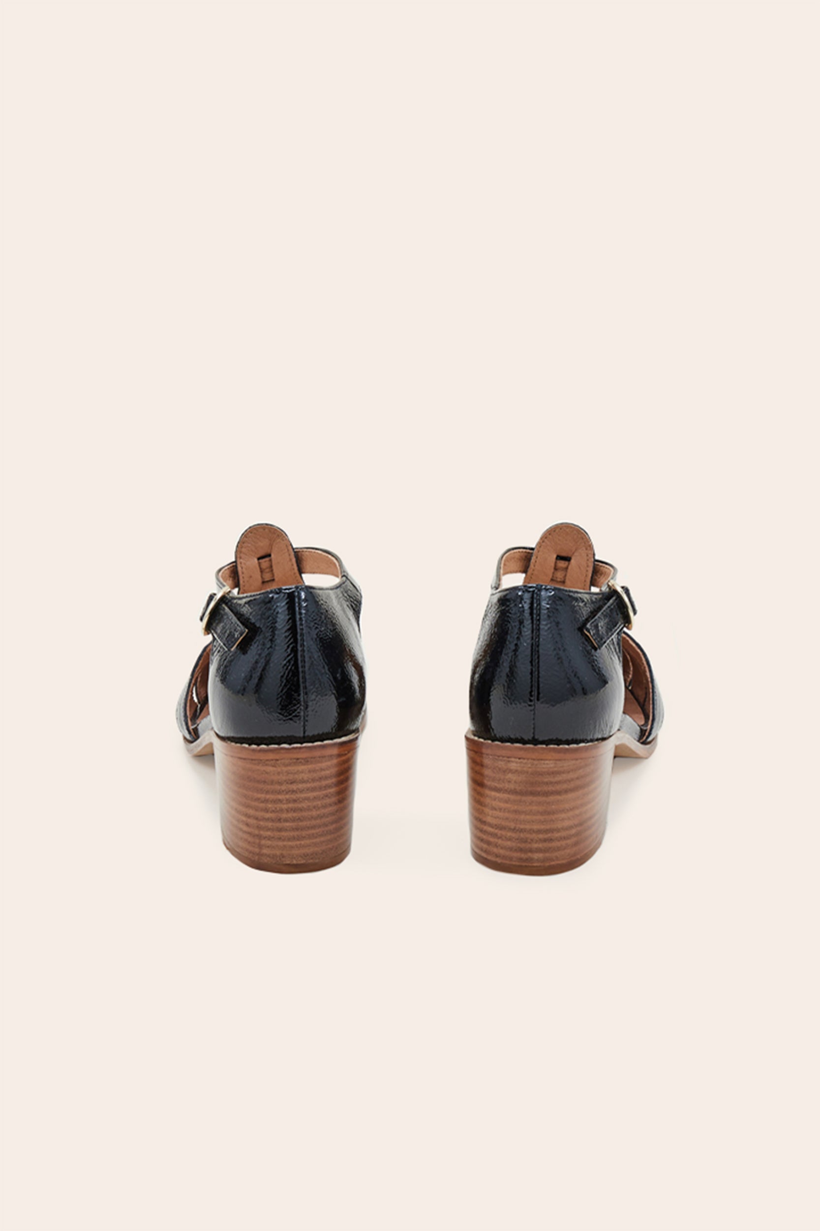 Albane crinkle patent black sandals