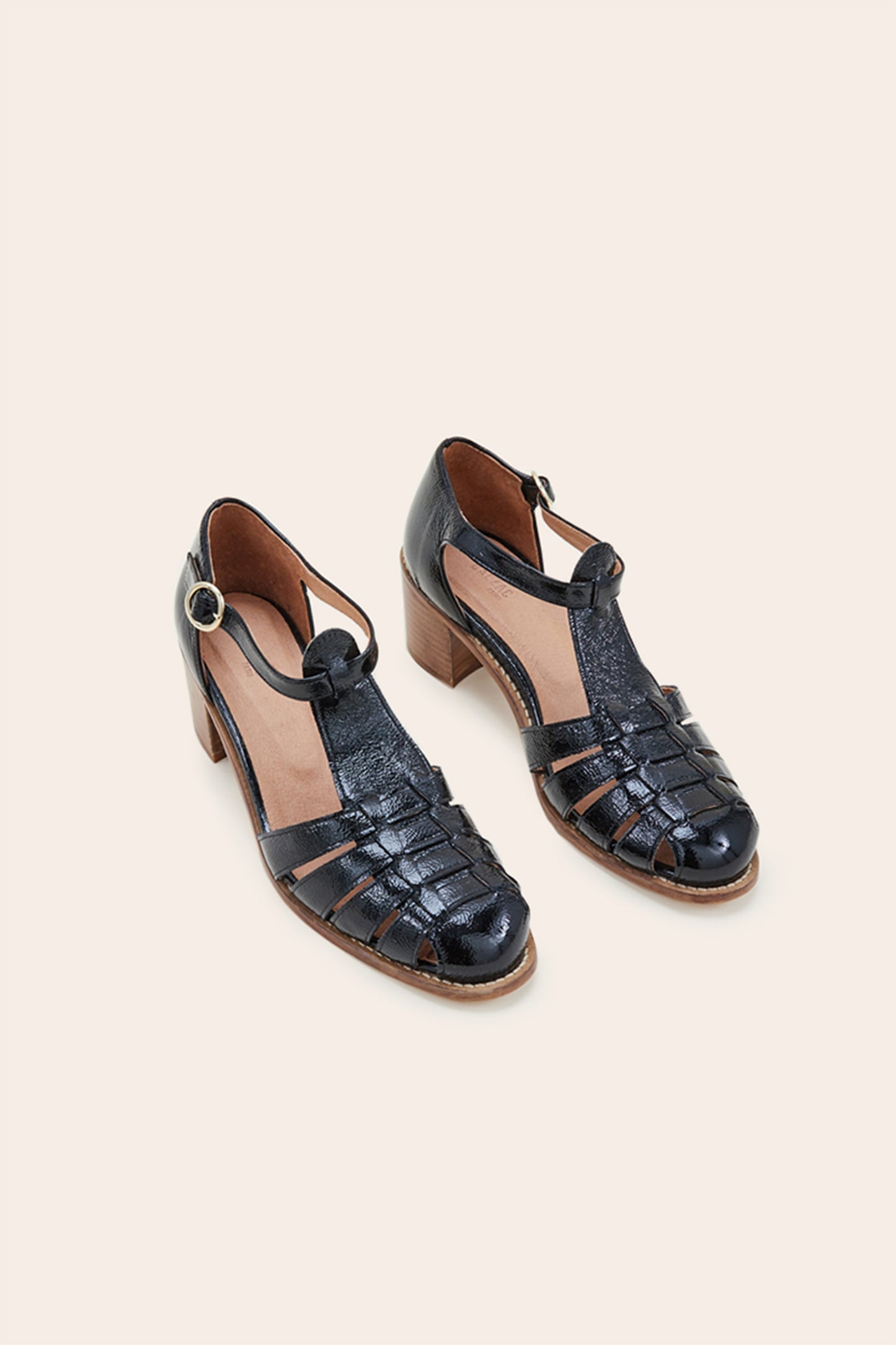 Albane crinkle patent black sandals