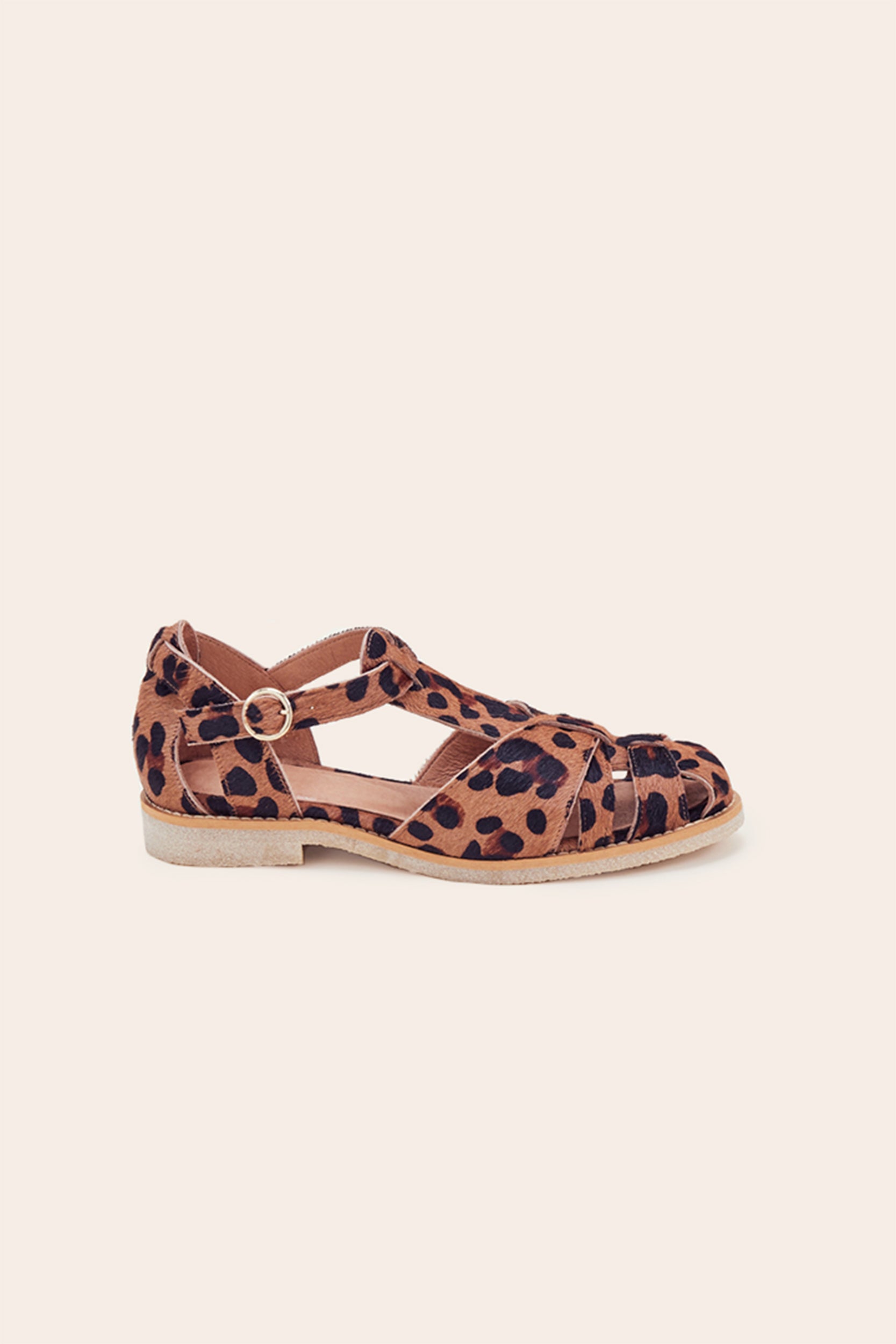 Sandals Écume pony leopard coffee
