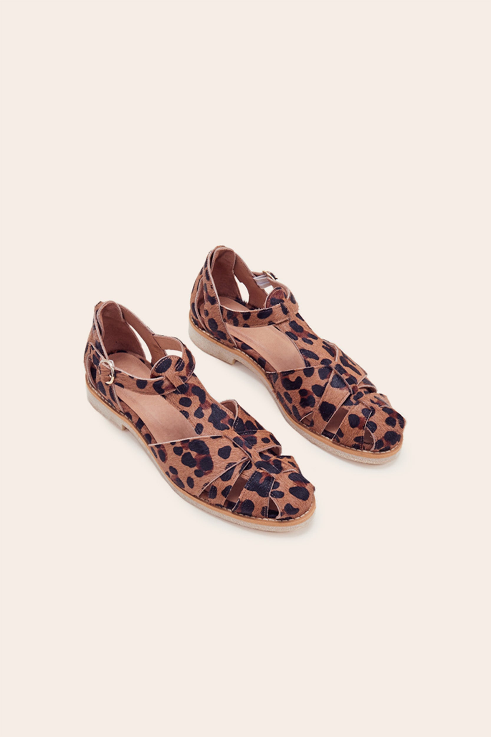 Sandals Écume pony leopard coffee