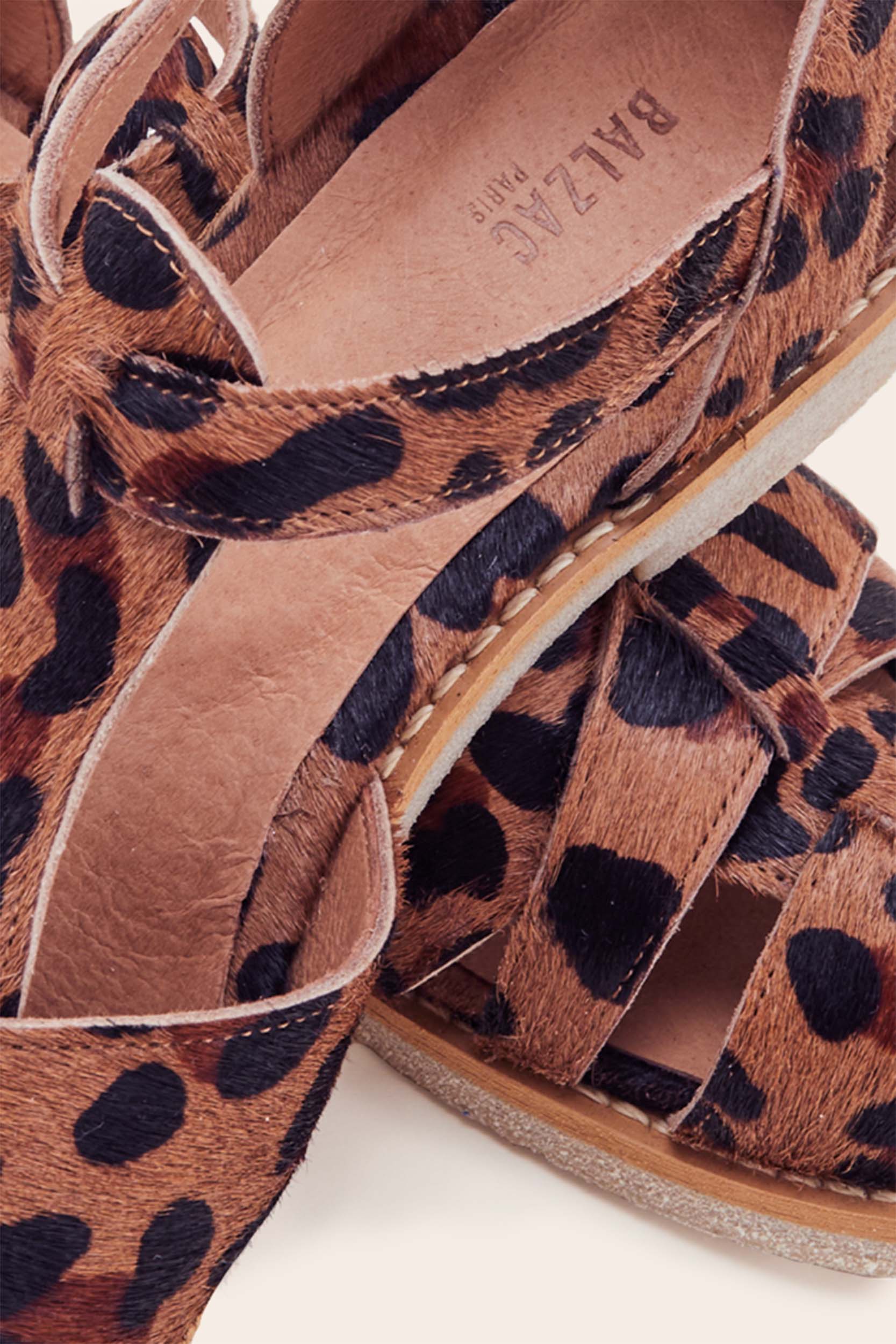 Sandals Écume pony leopard coffee