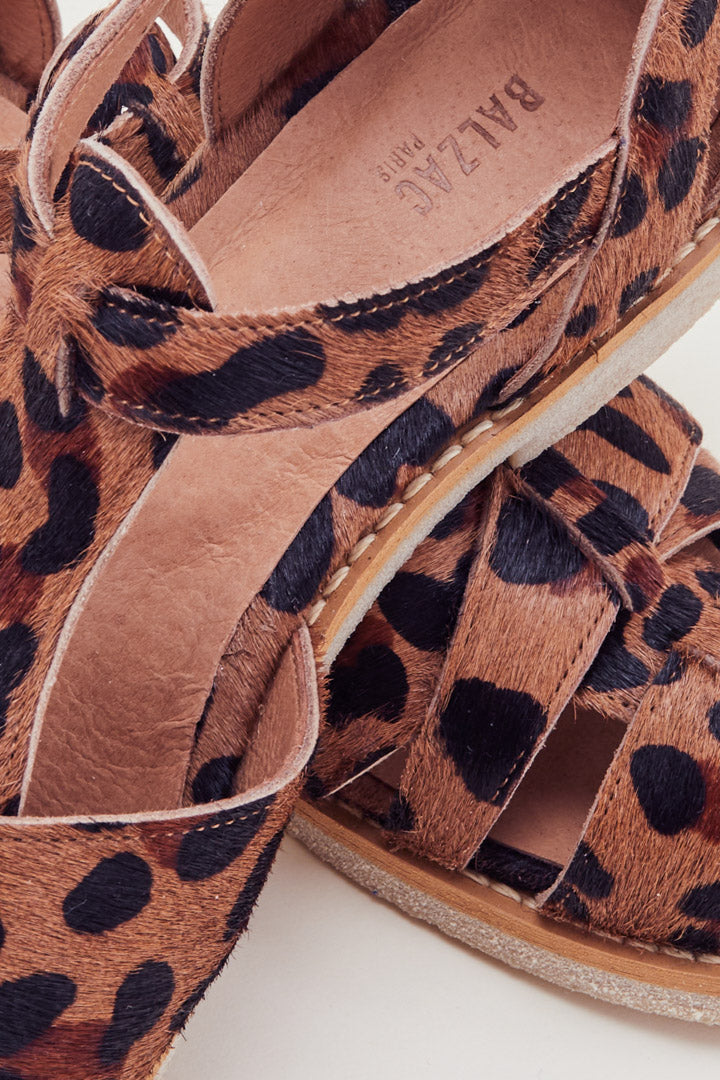 cume pony sandals coffee leopard Balzac Paris