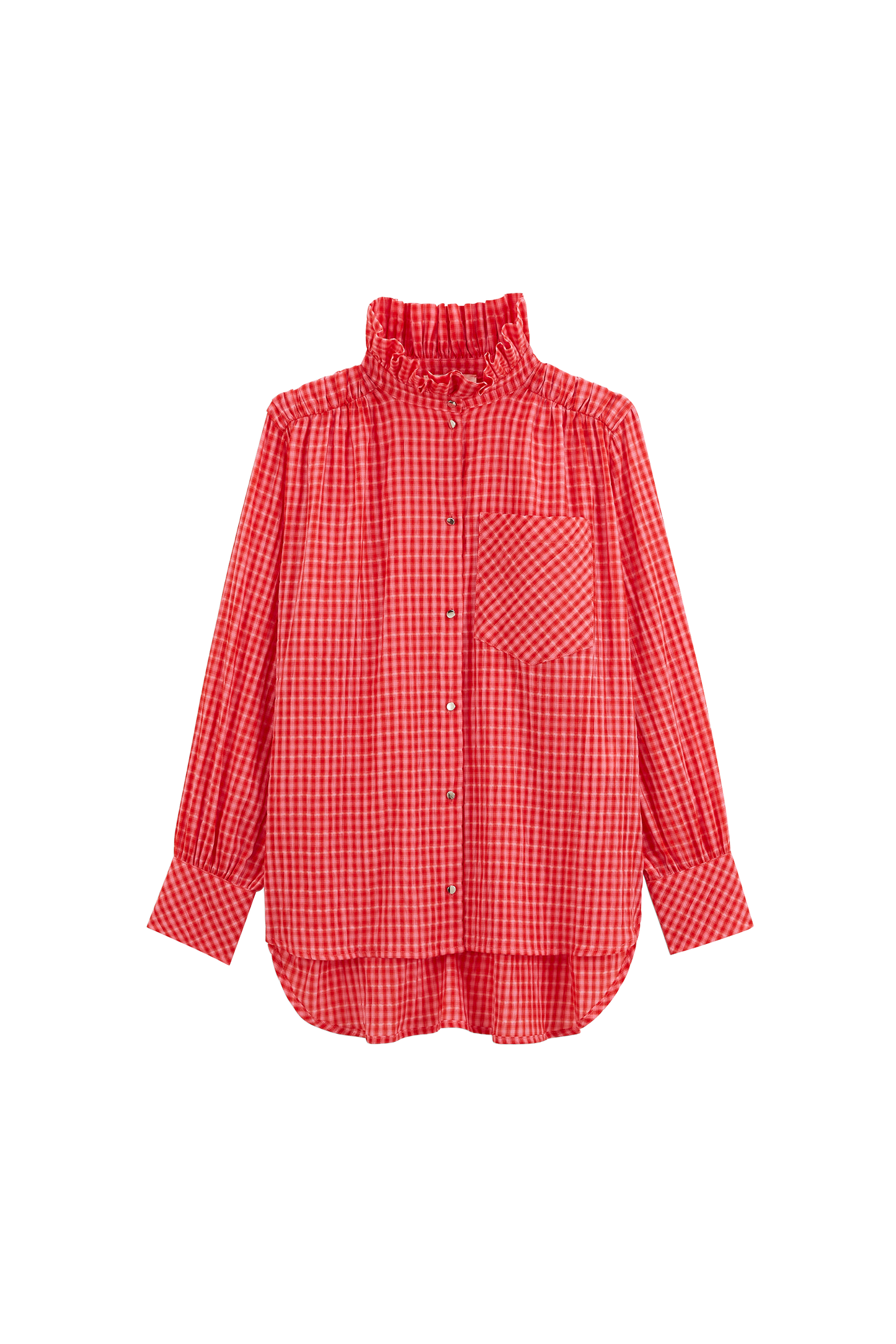 Léonor pink and red gingham shirt