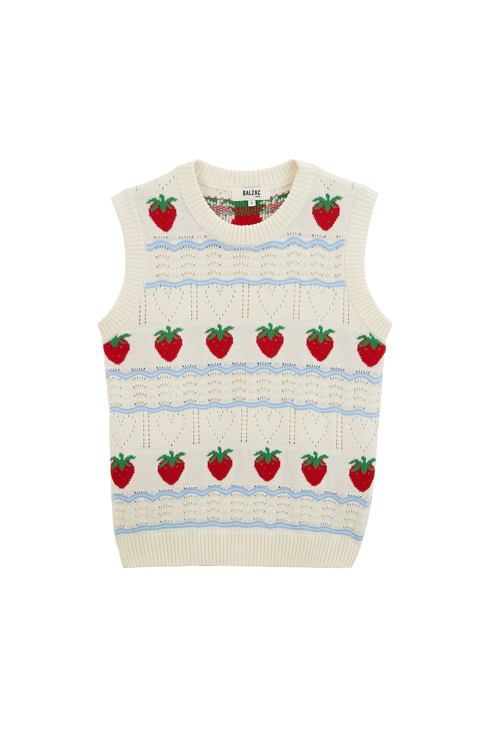 Sweater Priska ecru and fraises red