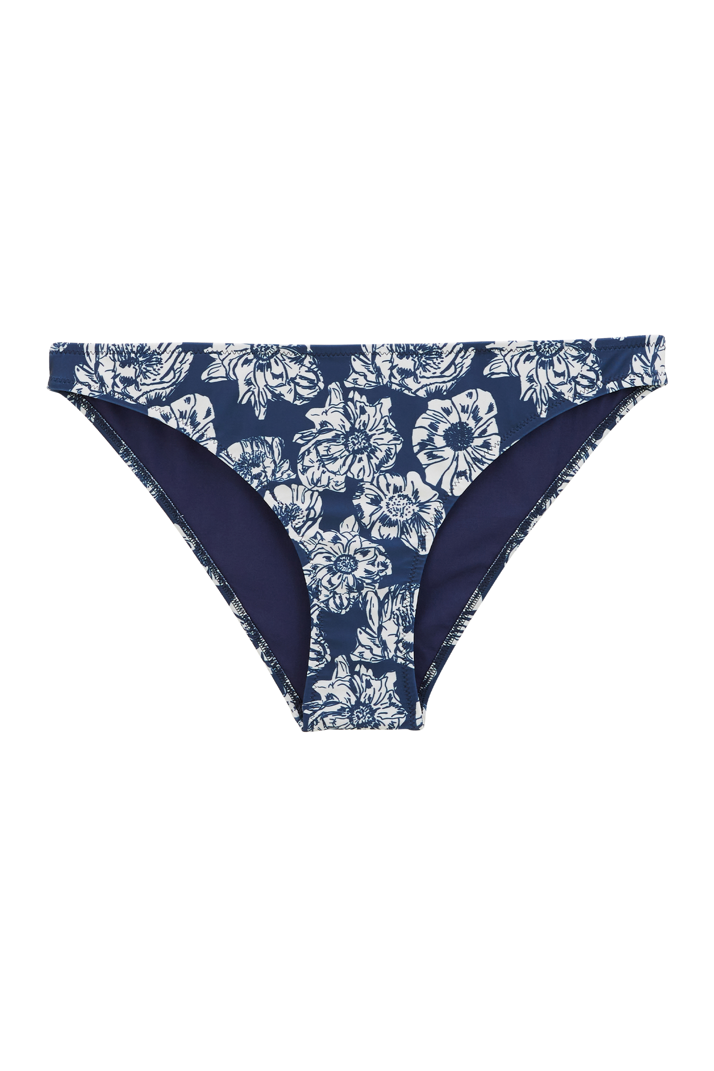 Laura navy and ecru flower party print bikini bottoms