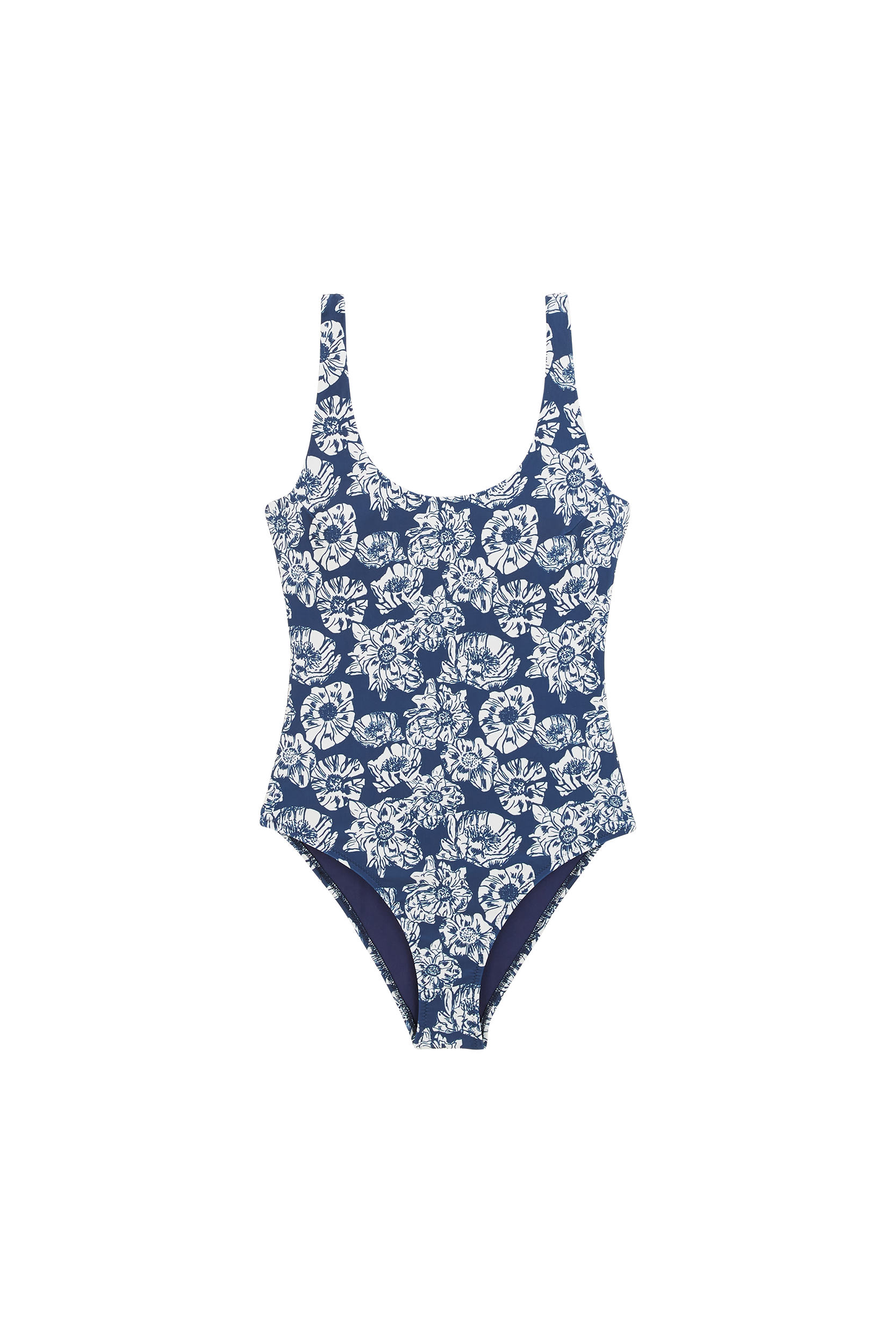 Swimsuit Emma printed flower party navy and ecru