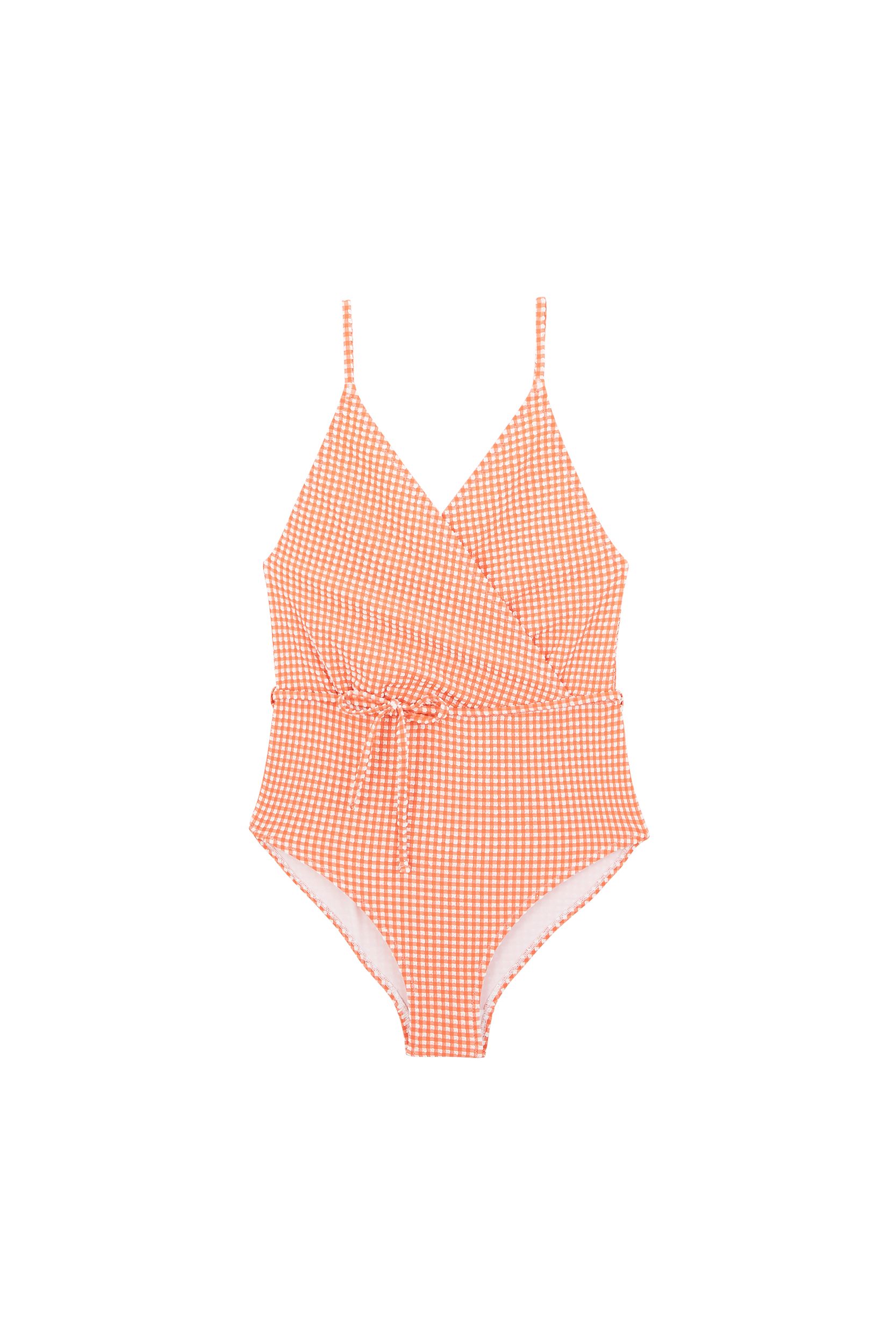 Swimsuit Roman gingham orange and white