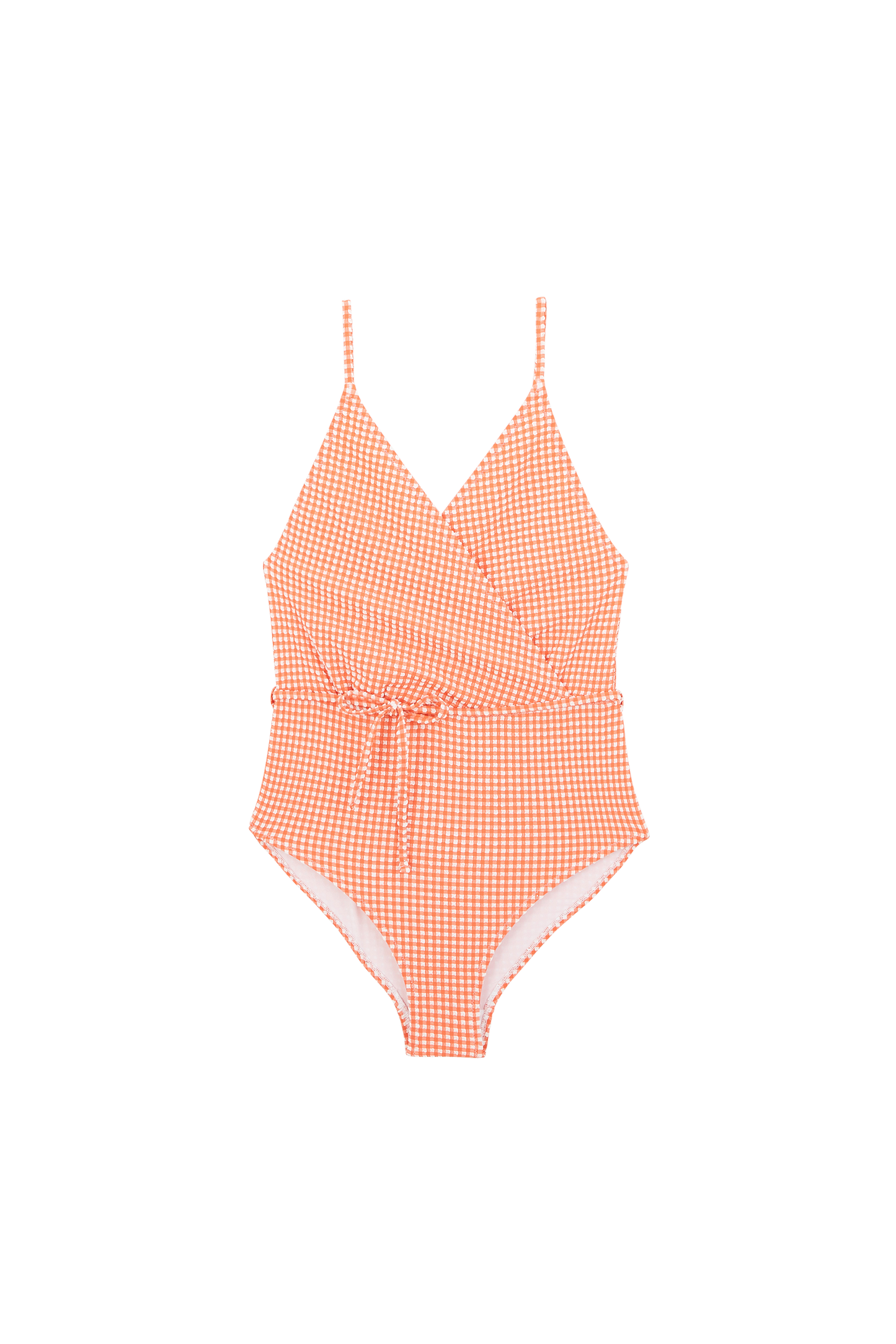 Roman orange and white gingham swimsuit