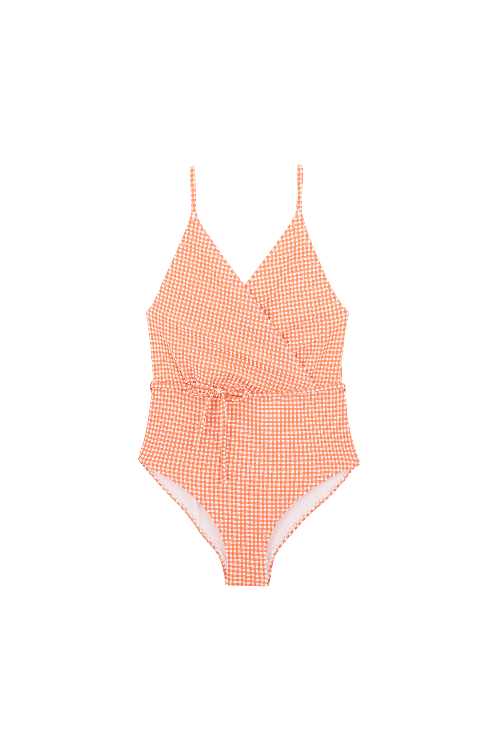 Roman orange and white gingham swimsuit
