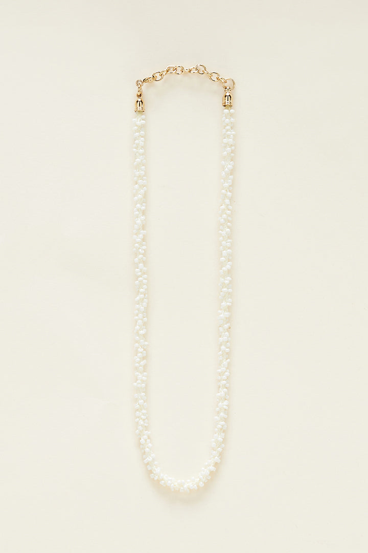 gold and white iris necklace