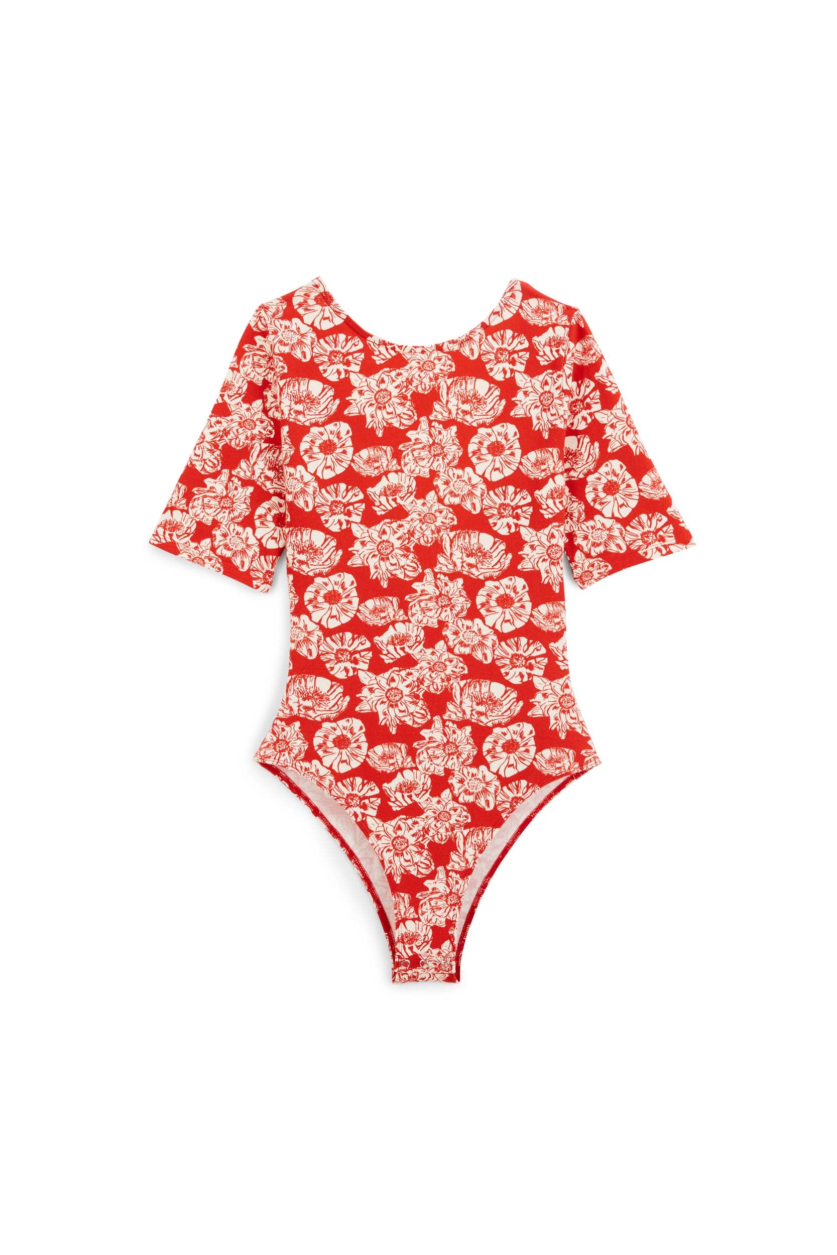 Bodysuit Heureuse printed flower party red and ecru