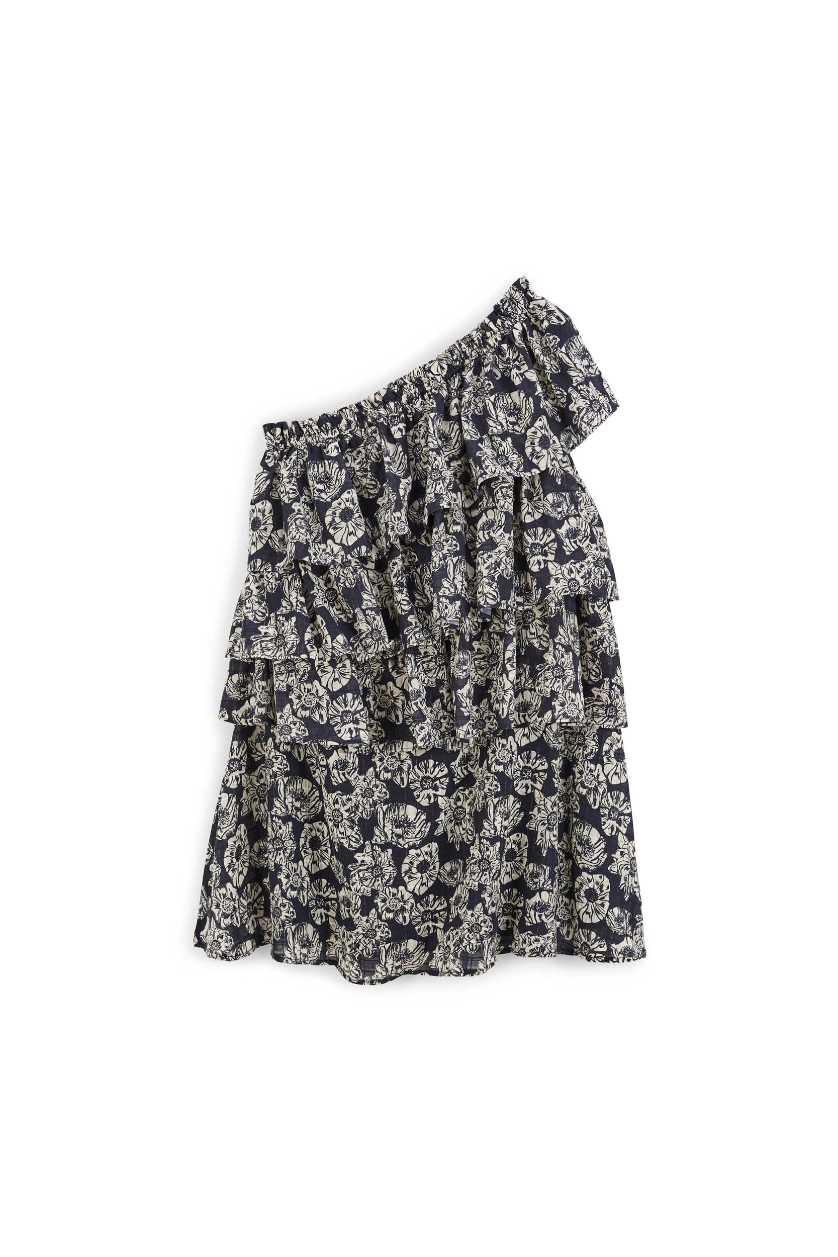 Nouba dress with navy and ecru flower party print