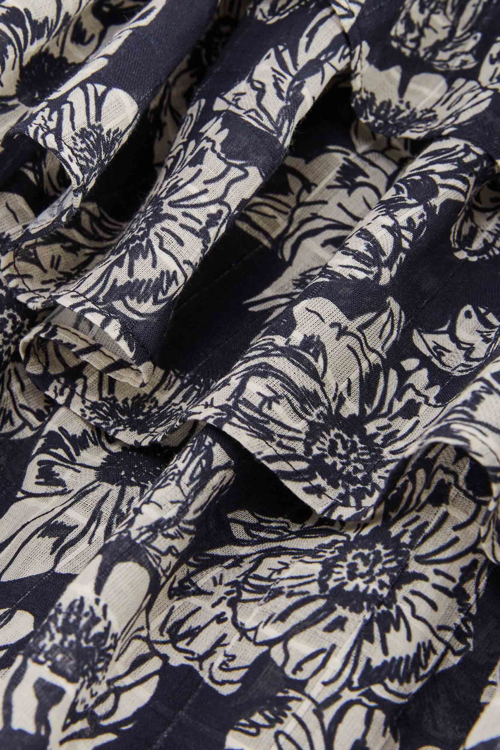 Dress Nouba printed flower party navy and ecru