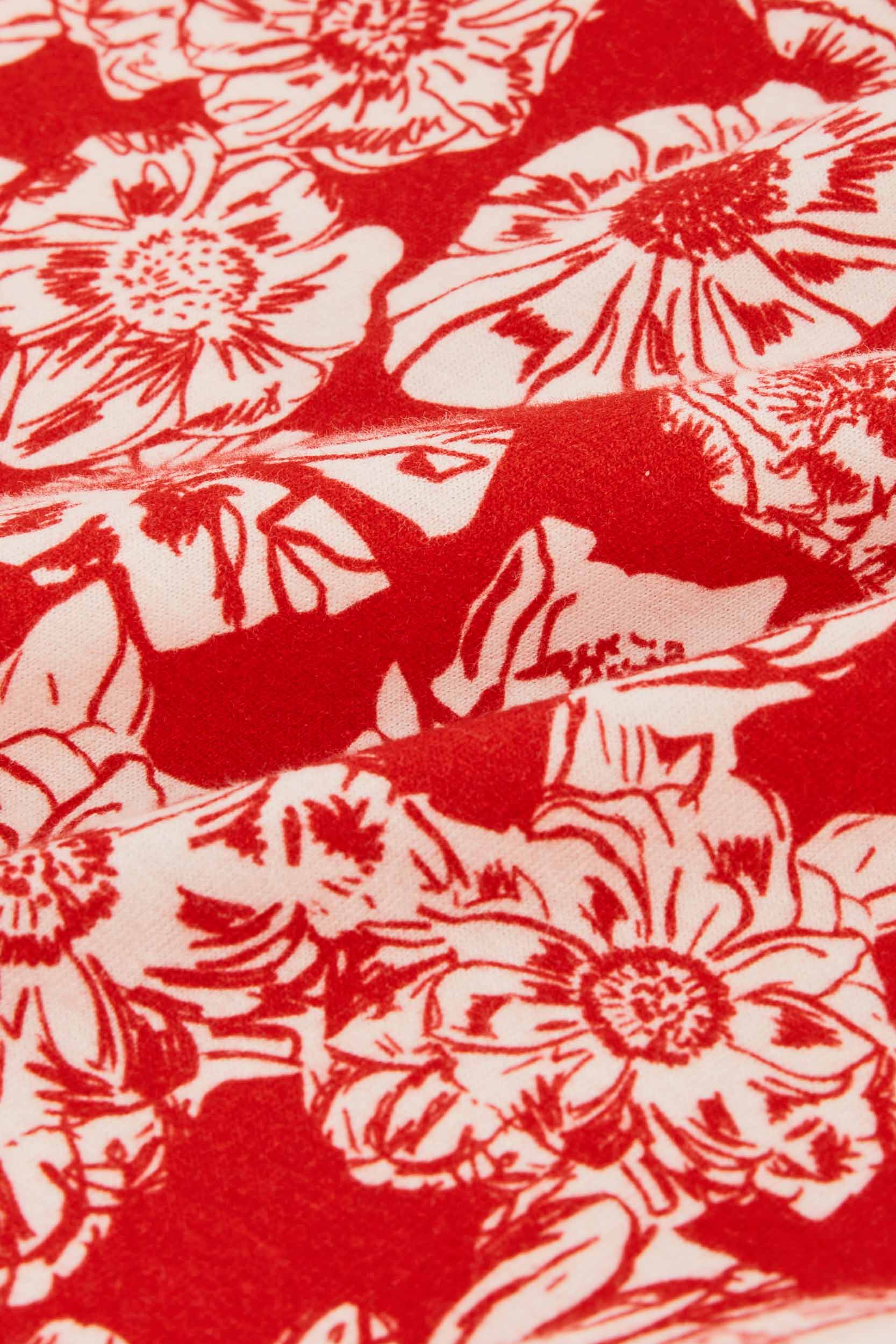 Dress Floréal printed flower party red and ecru