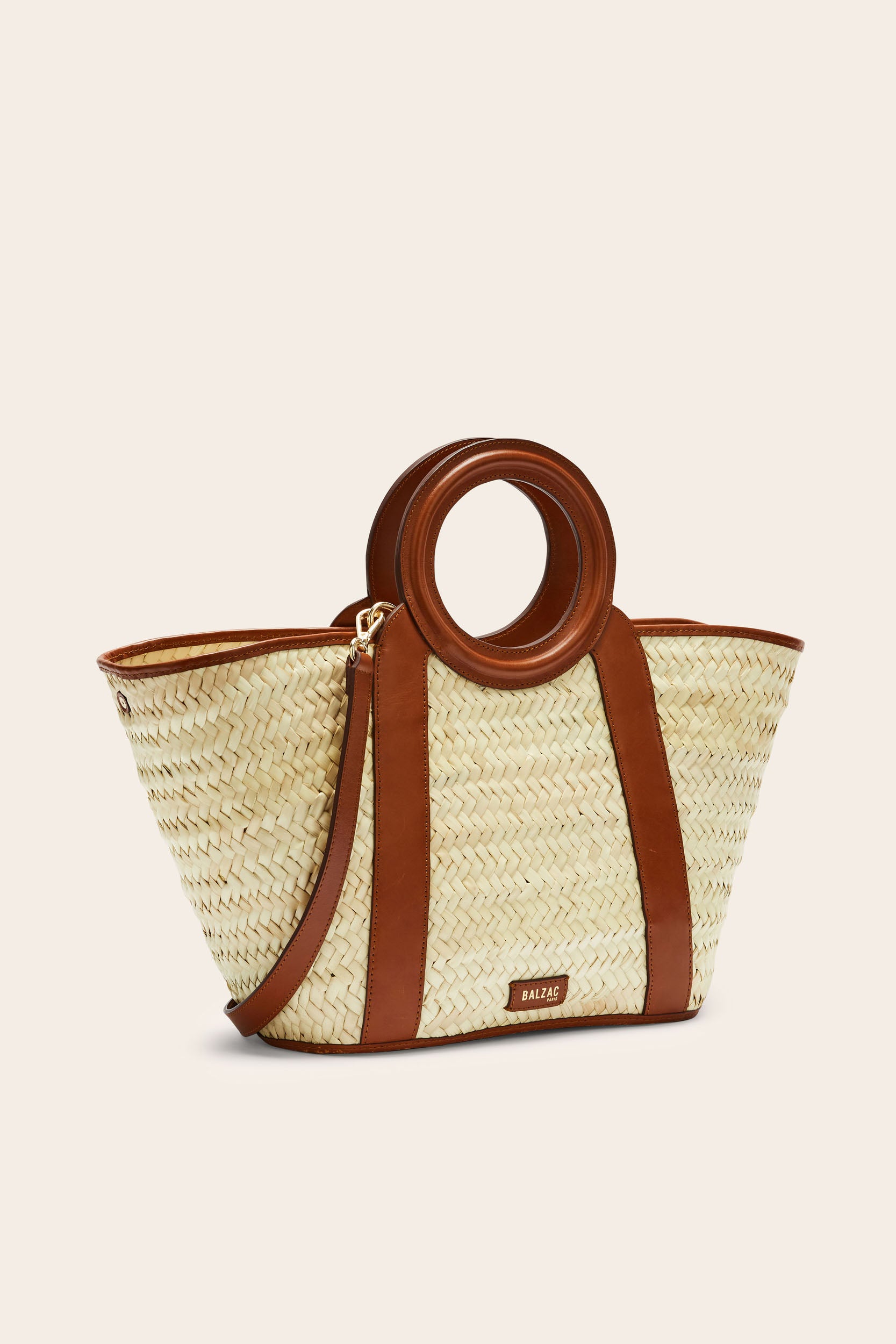 Natural and cognac braided Paulina bag