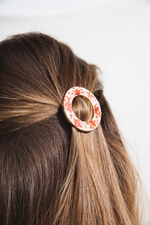 Barrette Tael rose laiton doré or fin Italie fleur