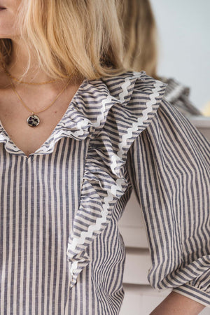 Blouse Récif rayures bleues et grises