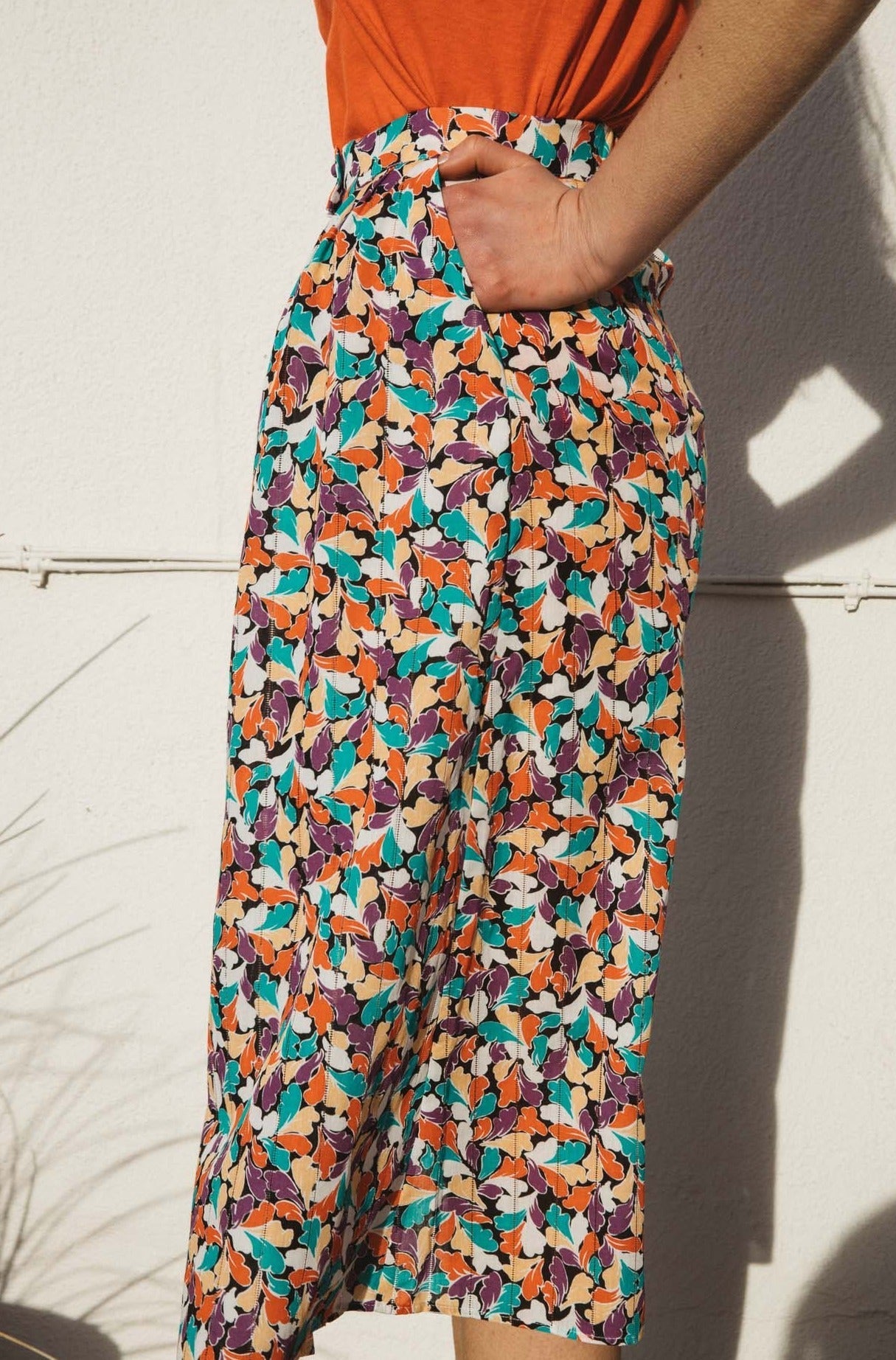 Sally skirt multicolor shell print organic cotton OEKO TEX button