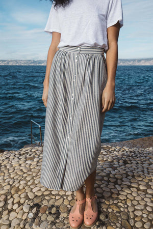 Blue and gray striped Sally skirt