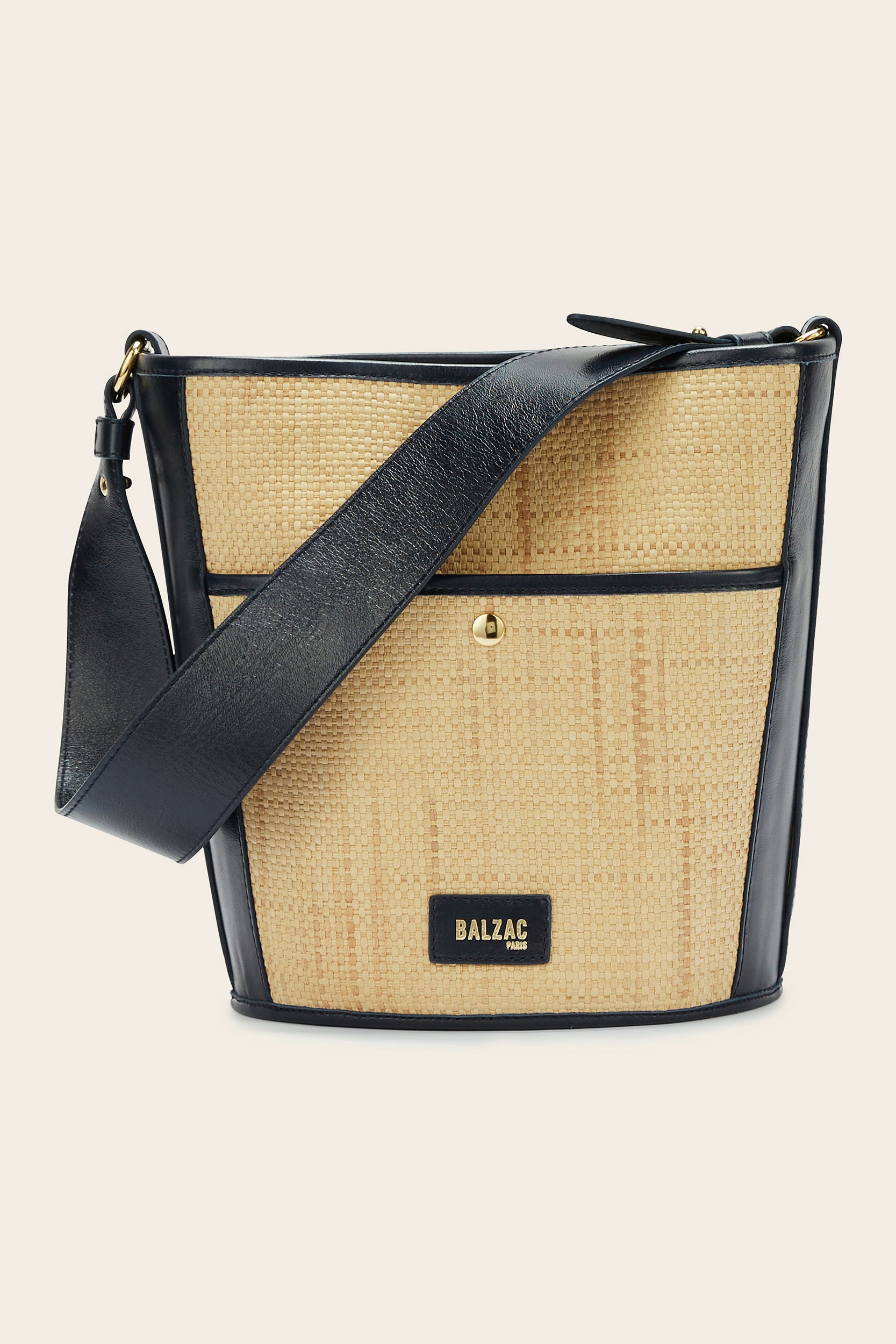 Sofia bi-material raffia and navy bag