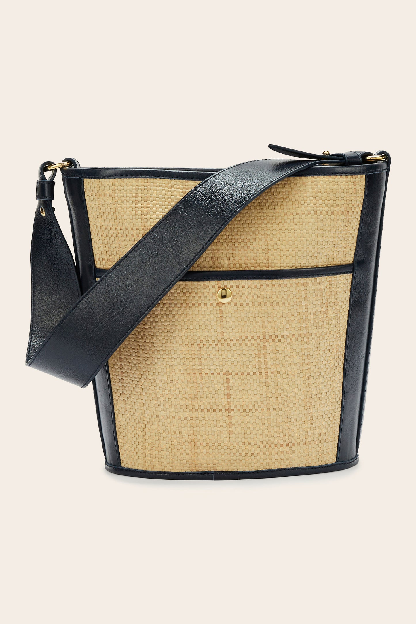 Sofia bi-material raffia and navy bag