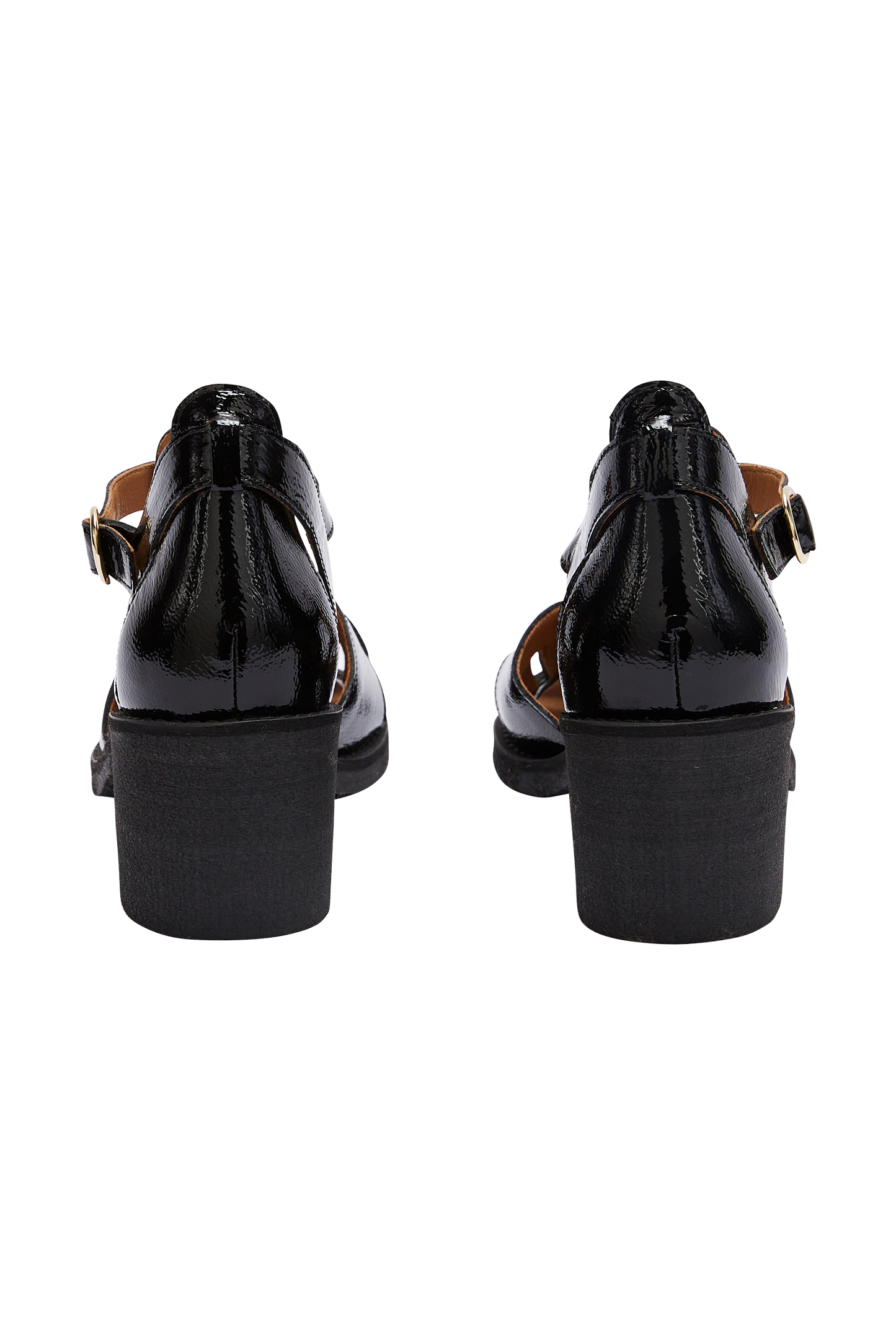 Black crinkled patent Corsaire sandals