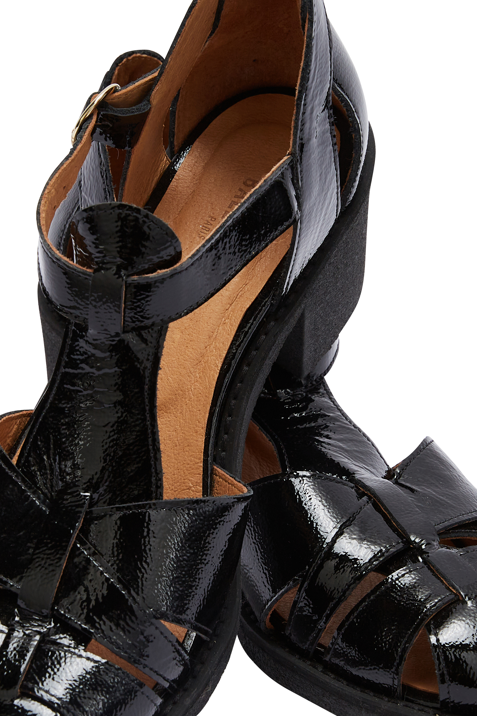 Sandales Corsaire vernis froissé noir