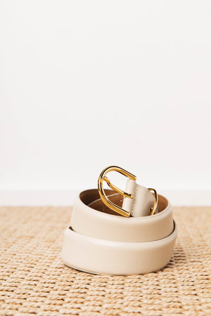 Ceinture Mélinda écru cuir boucle dorée Italie Balzac Paris