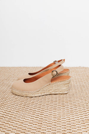 Espadrilles Manuela beige coton bio artisanat talon compensé