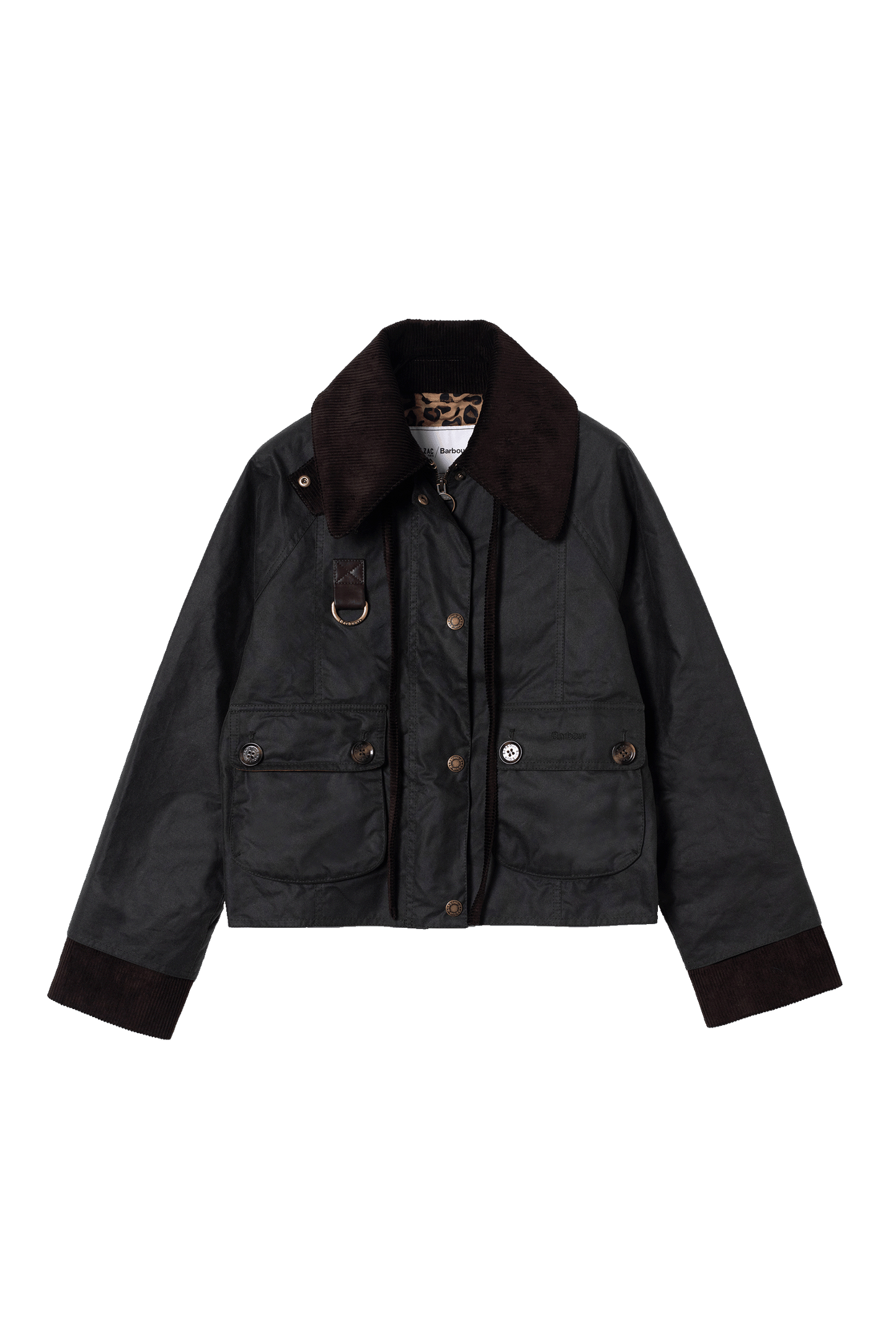 Manteau Céline kaki et léopard Barbour x BP