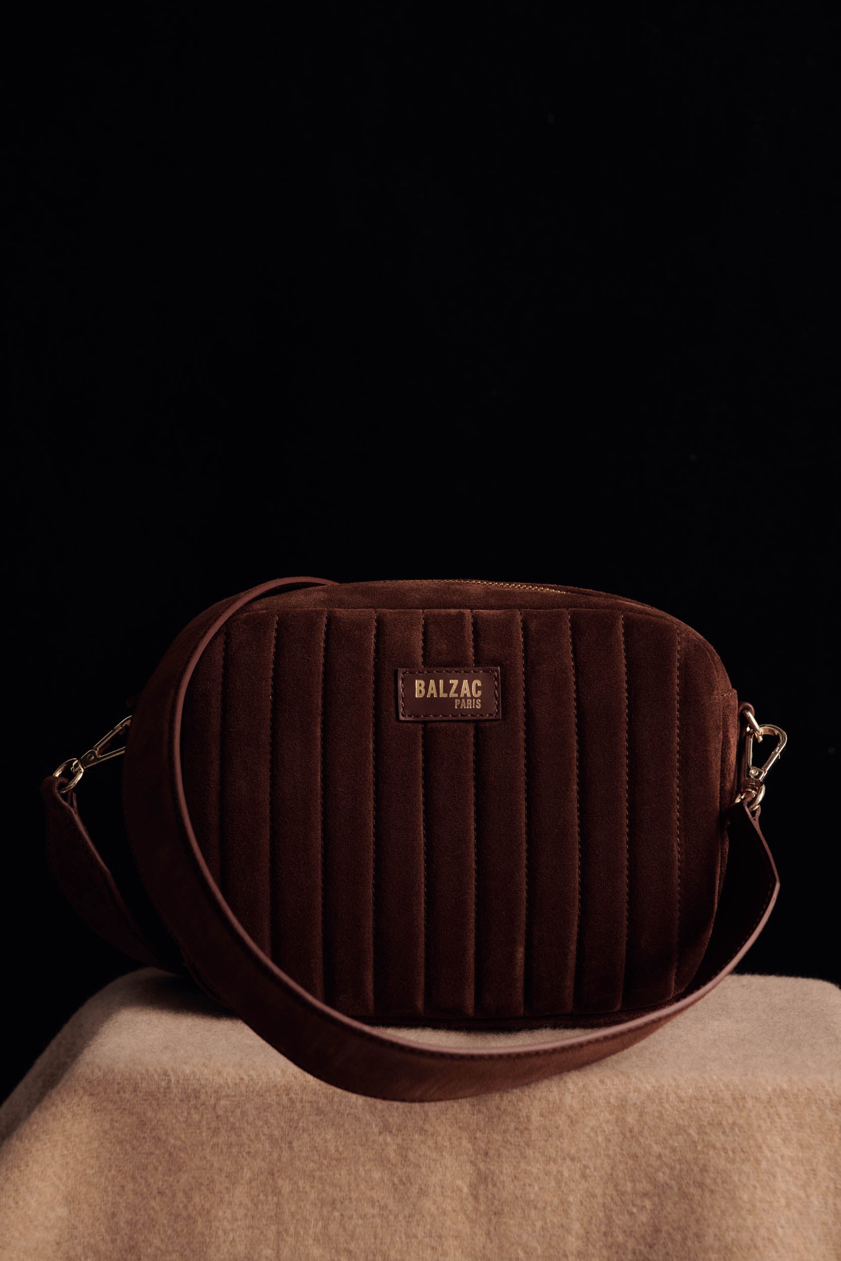 Bag César suede of leather chocolate