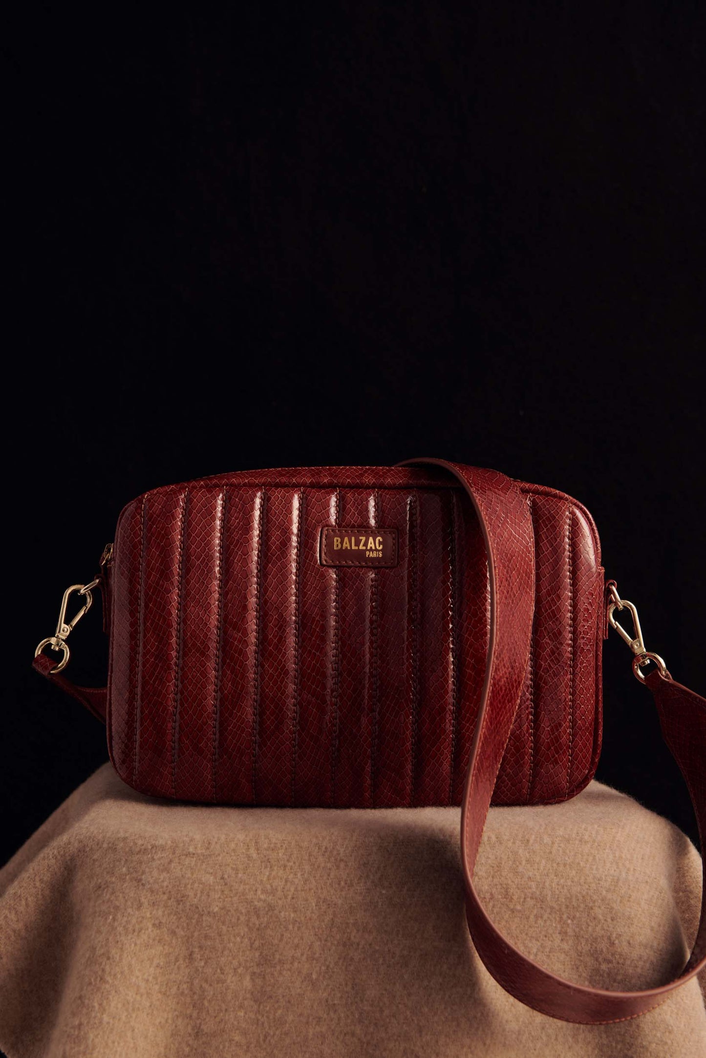 Sac Grand César vernis embossé cognac